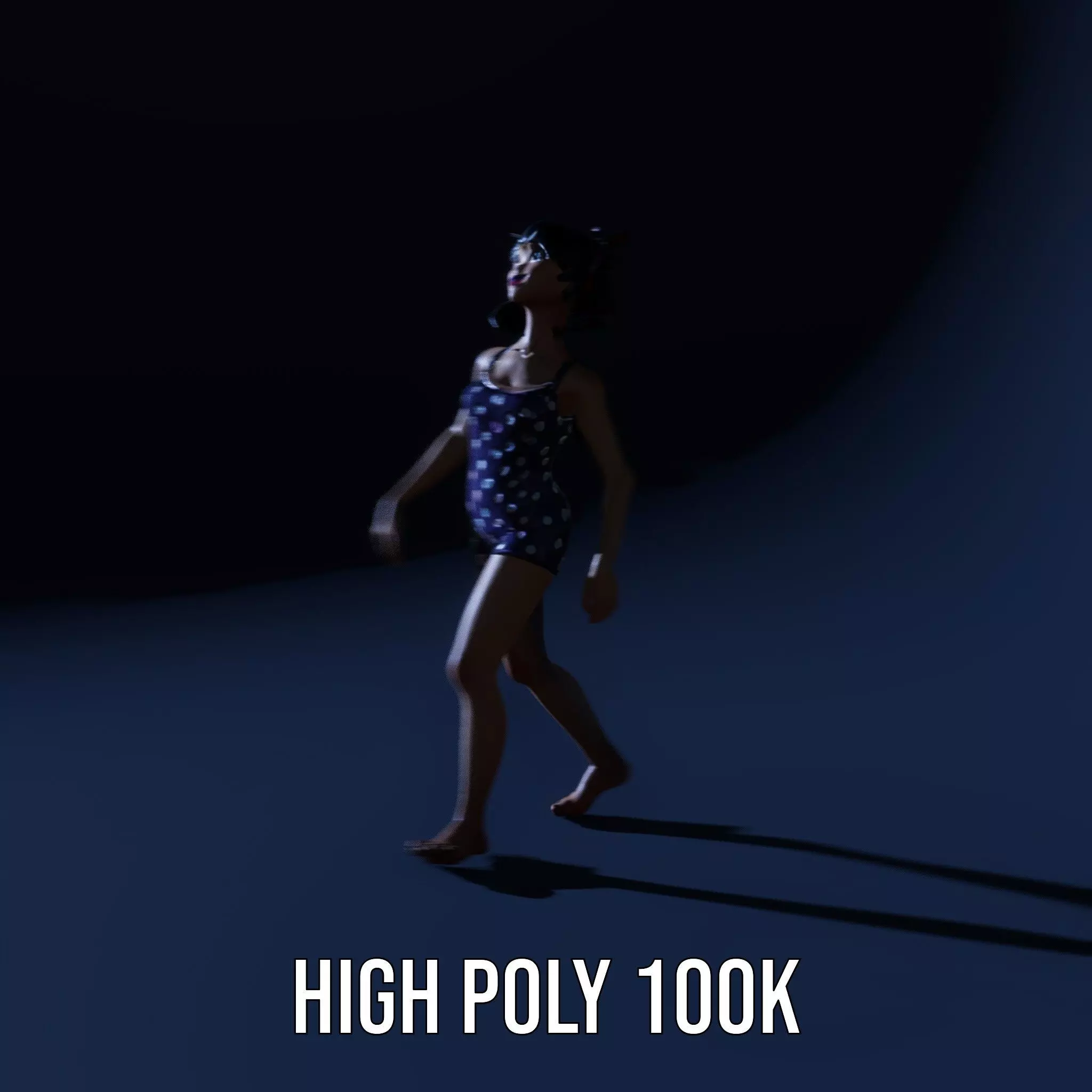 Anime Character Polka Dot Suit model pack Low-poly 3D model_8