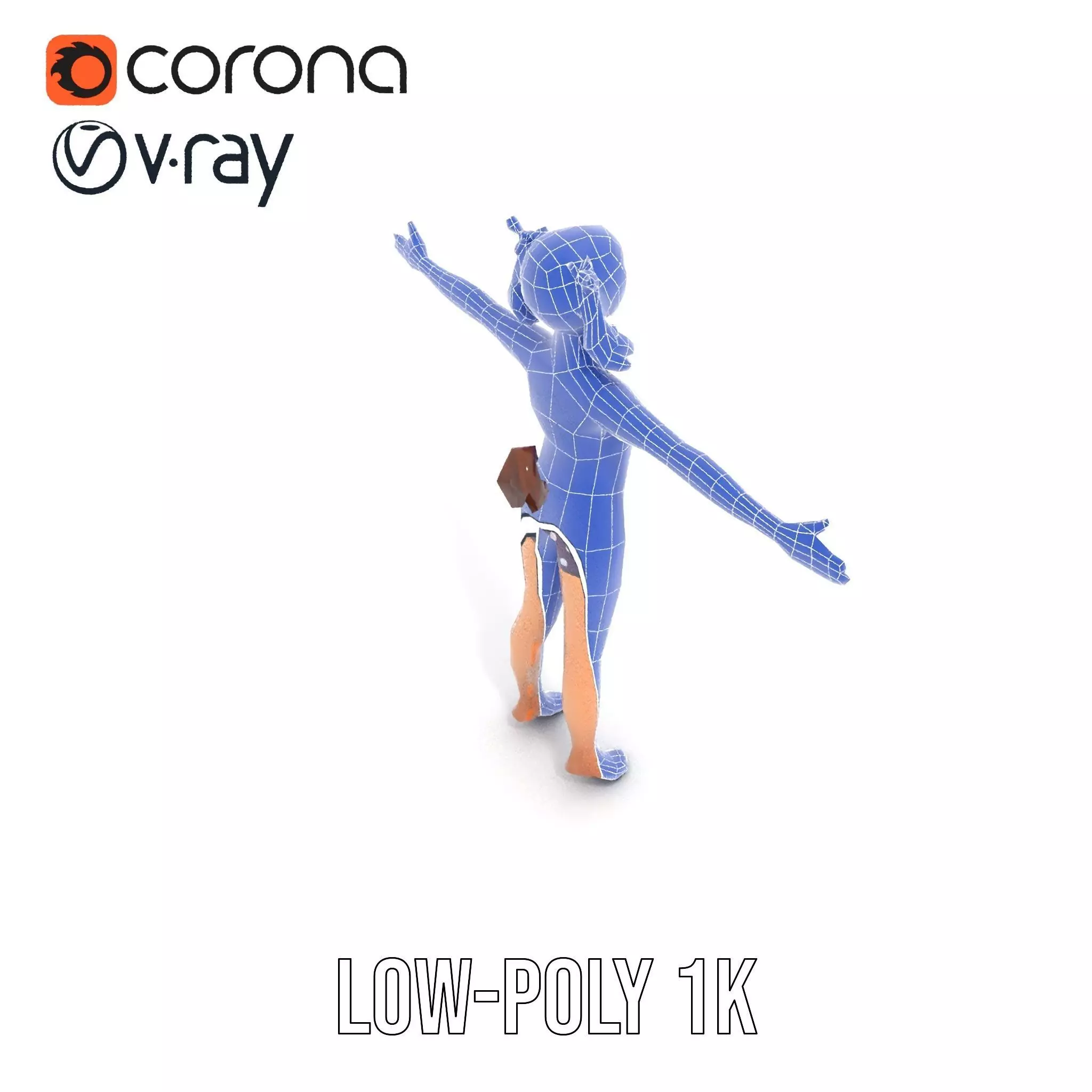 Anime Character Polka Dot Suit model pack Low-poly 3D model_28