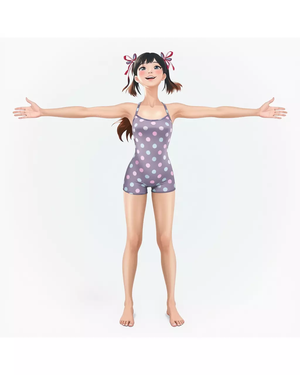 Anime Character Polka Dot Suit model pack Low-poly 3D model_2