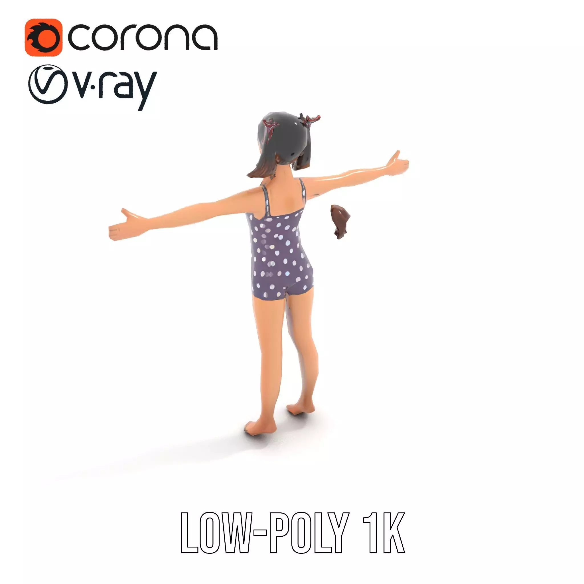 Anime Character Polka Dot Suit model pack Low-poly 3D model_12