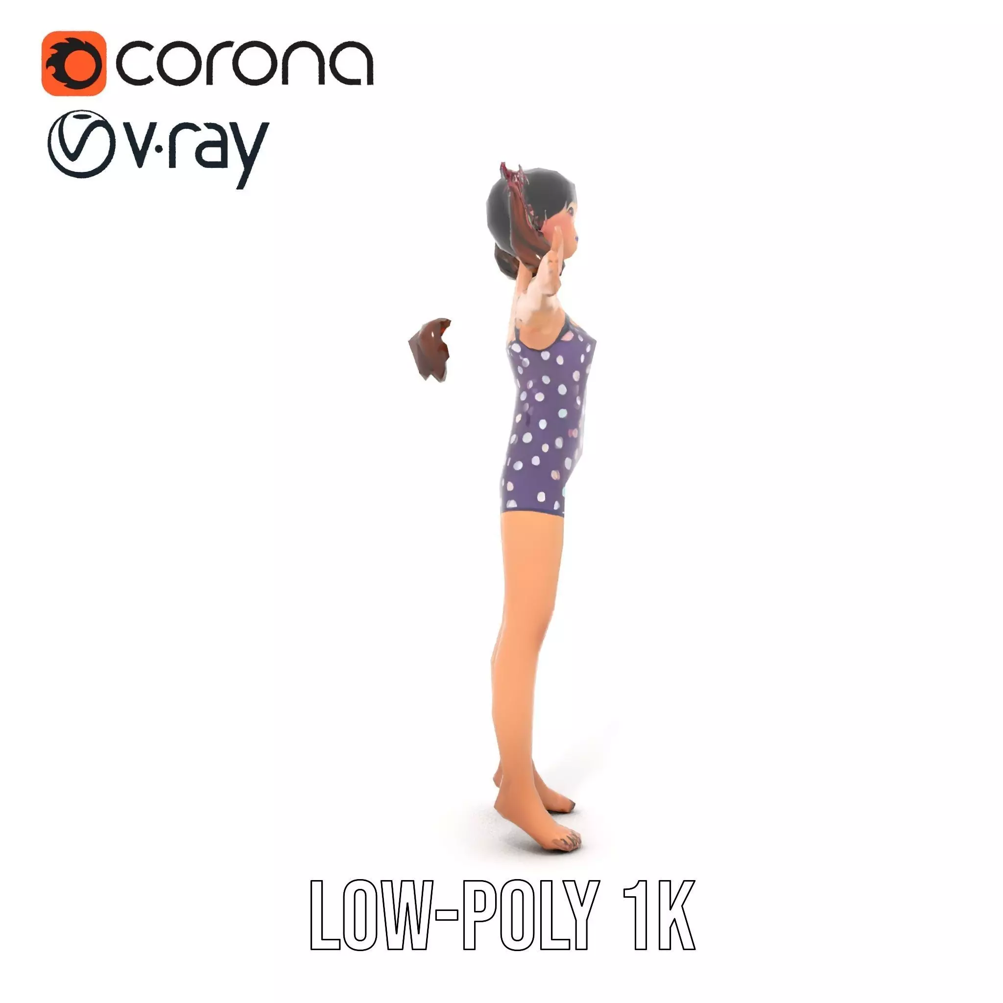 Anime Character Polka Dot Suit model pack Low-poly 3D model_7