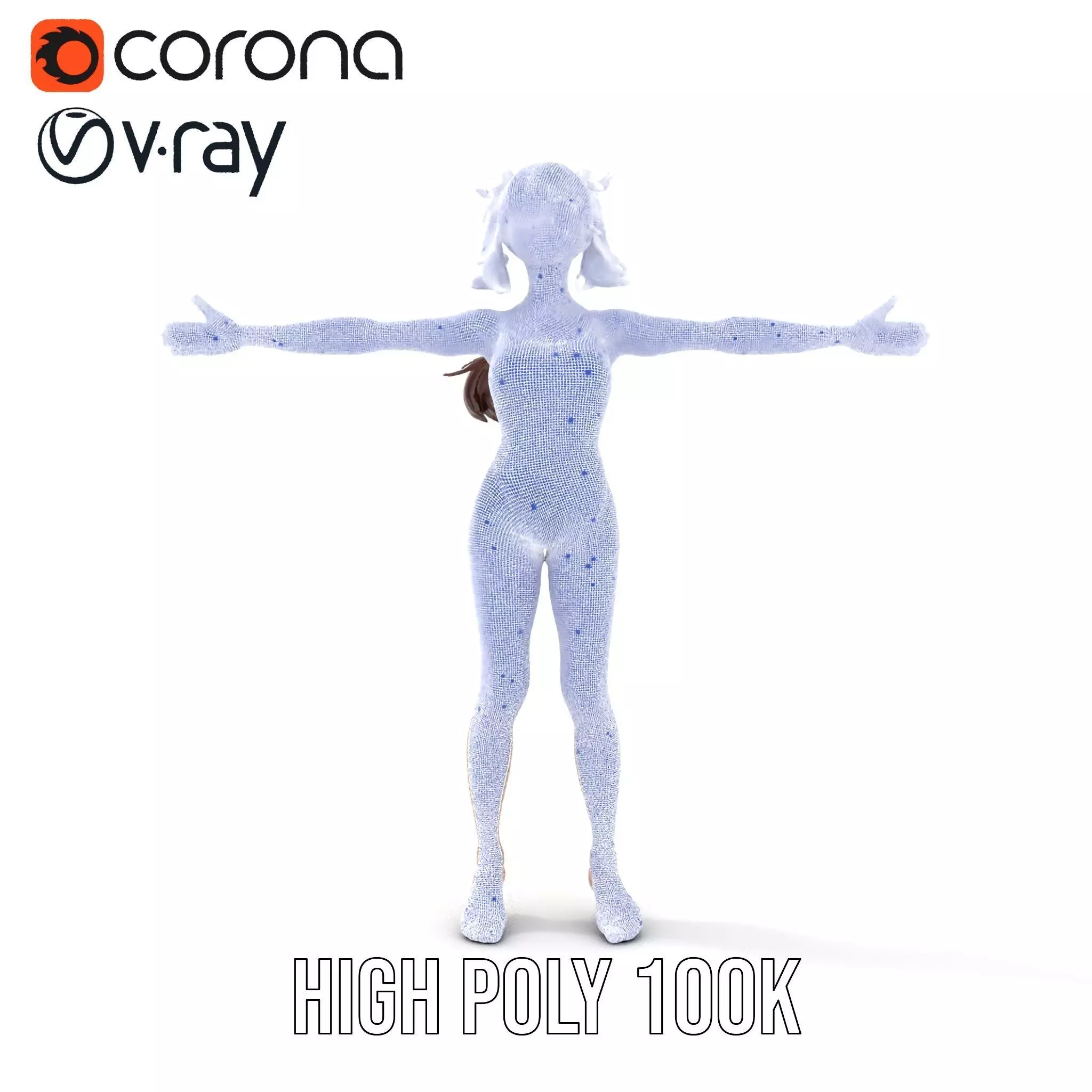 Anime Character Polka Dot Suit model pack Low-poly 3D model_29