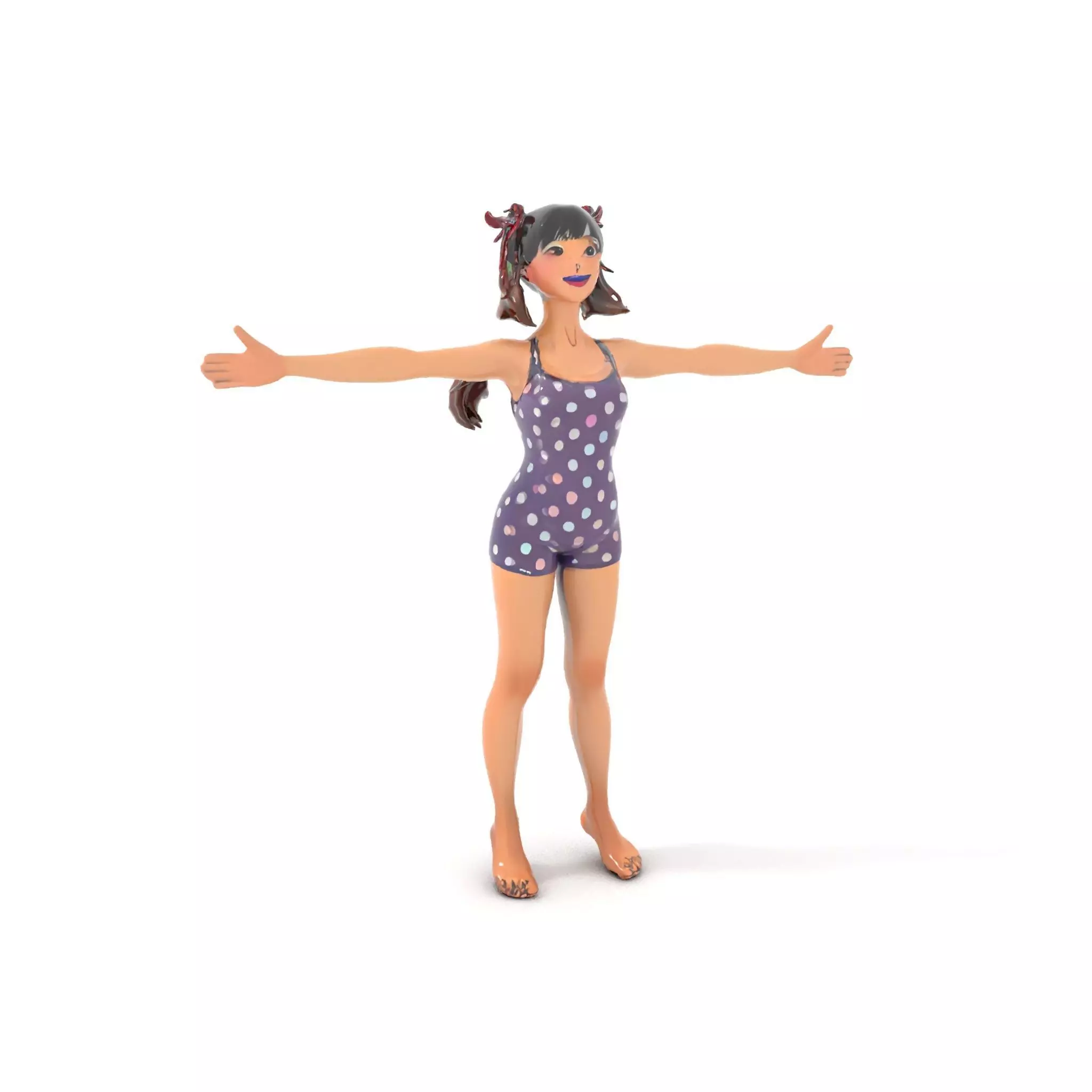 Anime Character Polka Dot Suit model pack Low-poly 3D model_11