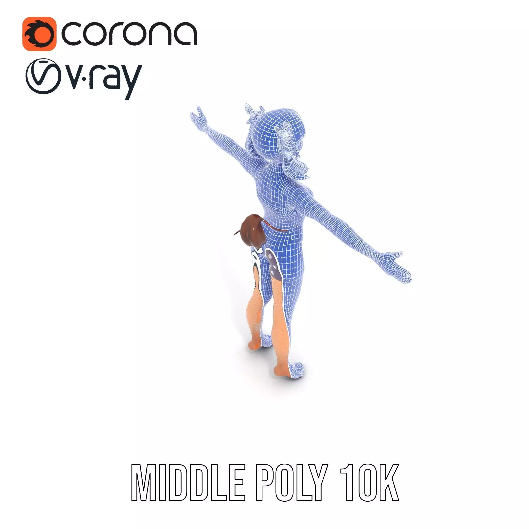 Anime Character Polka Dot Suit model pack Low-poly 3D model_5