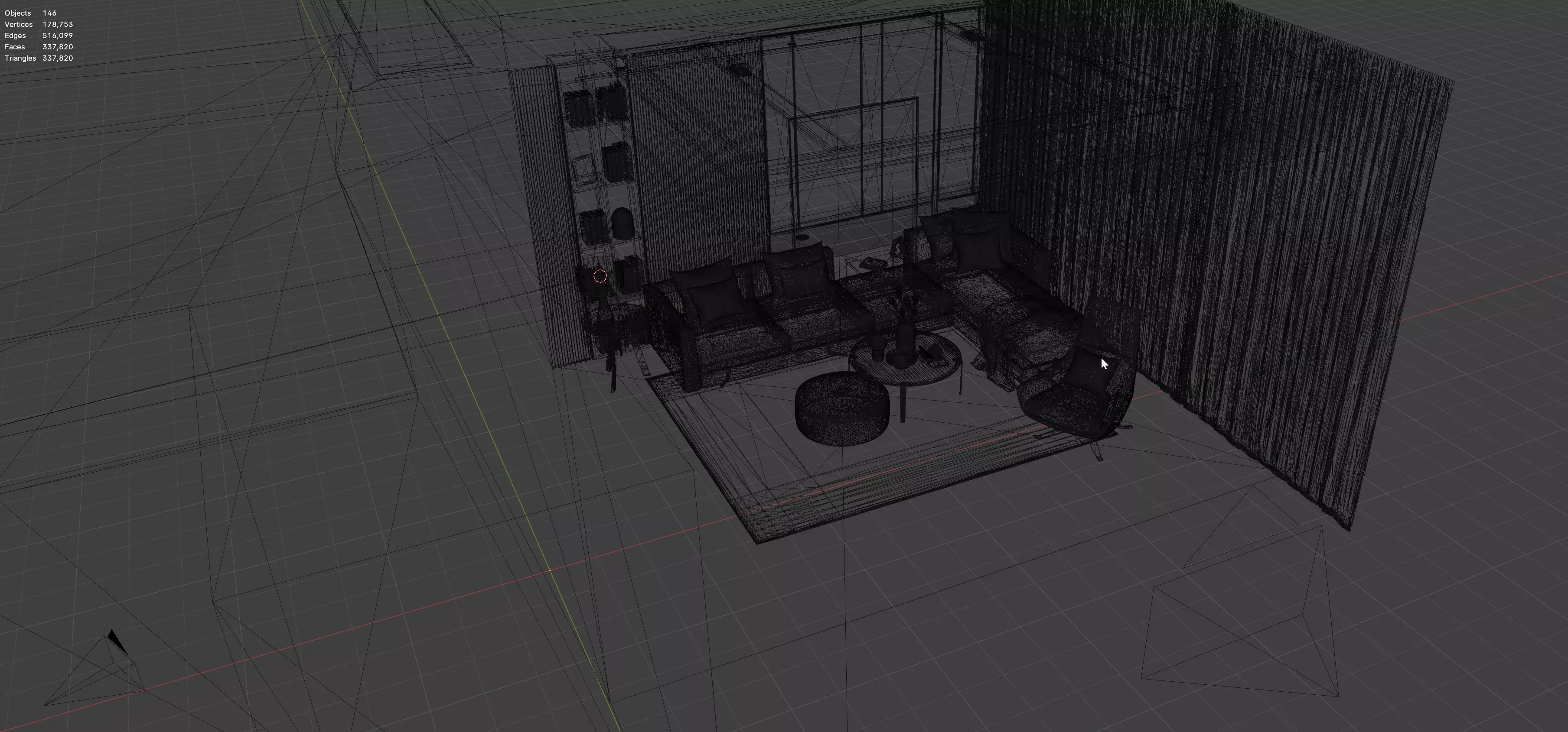 Living room Interior Scene Architectural Visualization Free 3D model_2