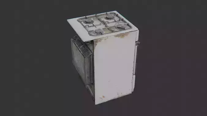 Rusty Vintage Kitchen Stove with Iron Oven