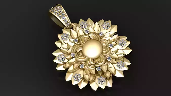 Sunflower Pendant 3D Printable Model