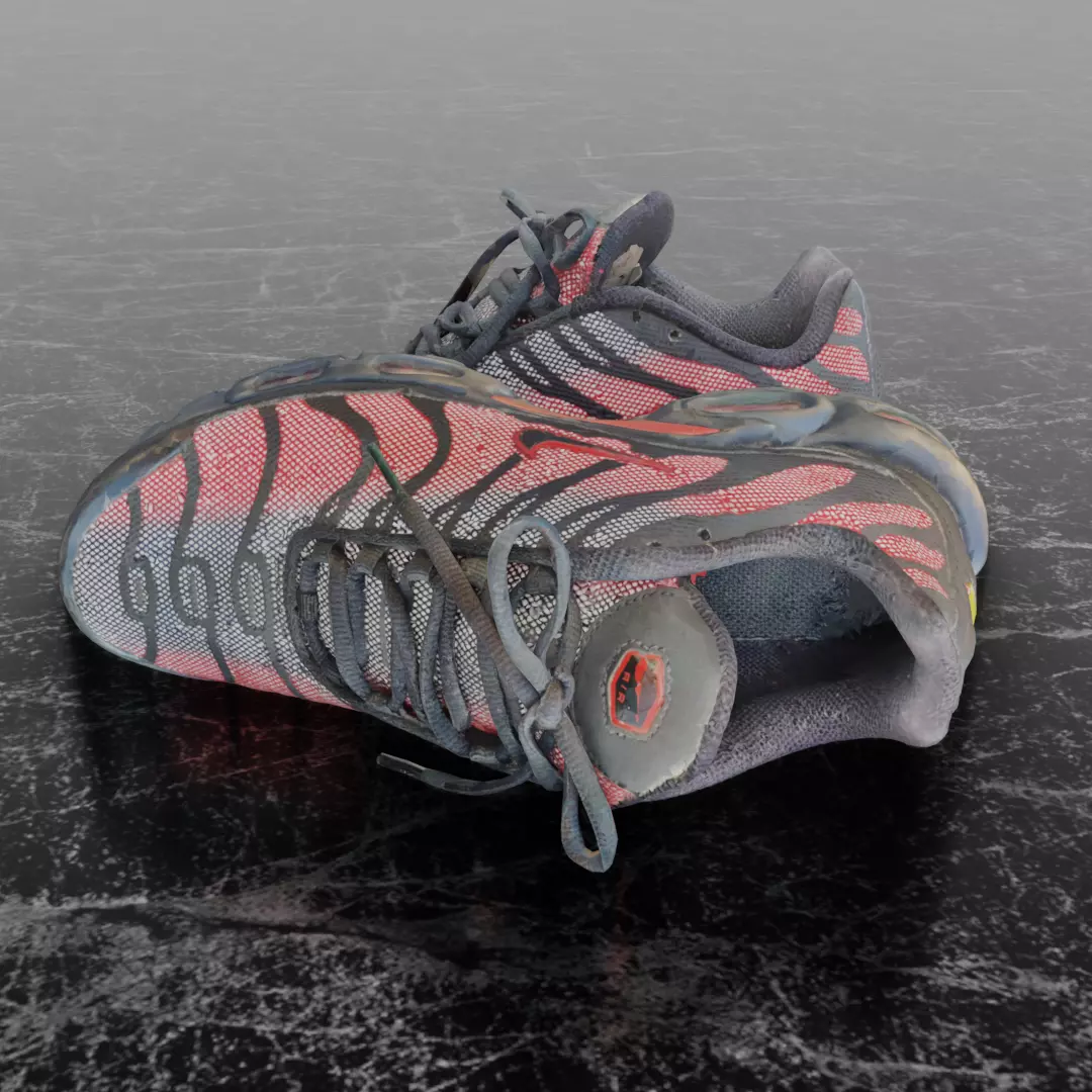 NIKE AIRMAX PLUS BLACK REFLECTIVE 3D SHOES Low-poly 3D model_7