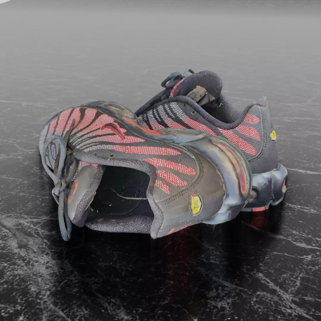 NIKE AIRMAX PLUS BLACK REFLECTIVE 3D SHOES Low-poly 3D model_6