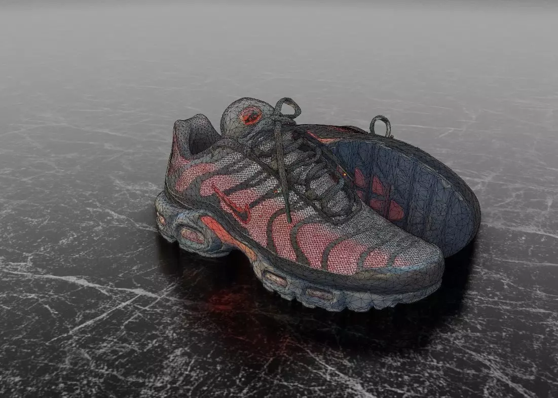 NIKE AIRMAX PLUS BLACK REFLECTIVE 3D SHOES Low-poly 3D model_12