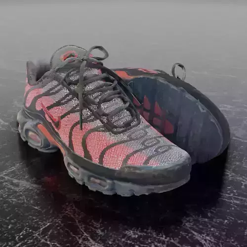 NIKE AIRMAX PLUS BLACK REFLECTIVE 3D SHOES Low-poly 3D model NIKE AIRMAX PLUS BLACK REFLECTIVE 3D SHOES Low-poly 3D model