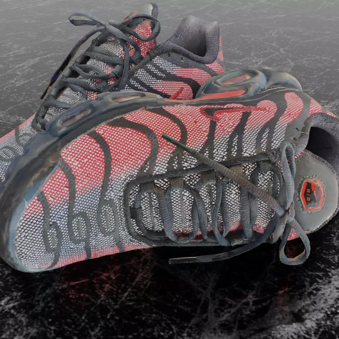 NIKE AIRMAX PLUS BLACK REFLECTIVE 3D SHOES Low-poly 3D model_11