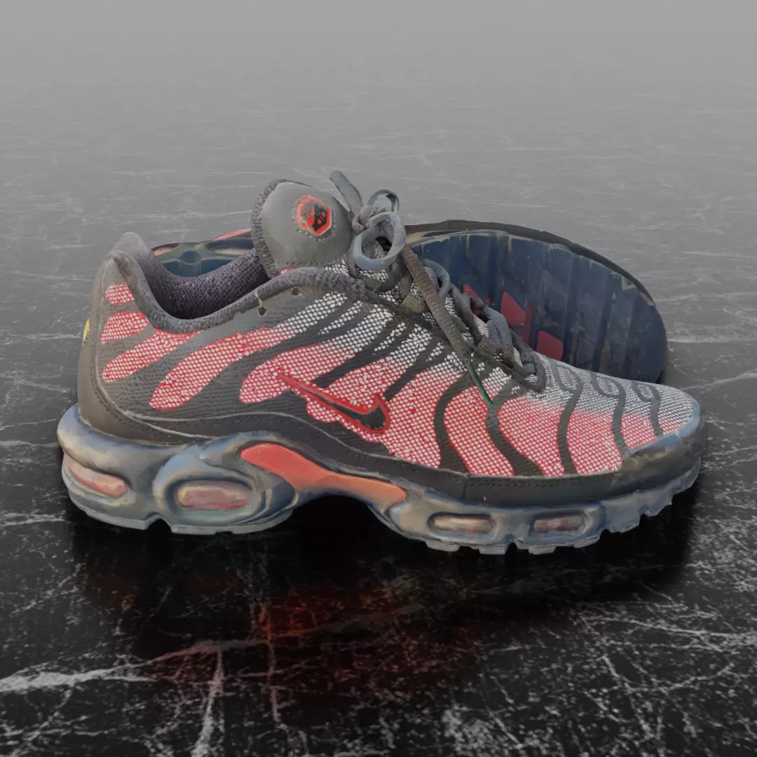 NIKE AIRMAX PLUS BLACK REFLECTIVE 3D SHOES Low-poly 3D model_4