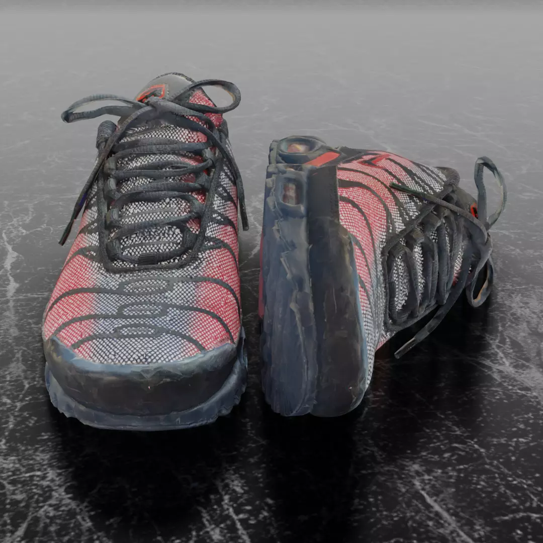 NIKE AIRMAX PLUS BLACK REFLECTIVE 3D SHOES Low-poly 3D model_3