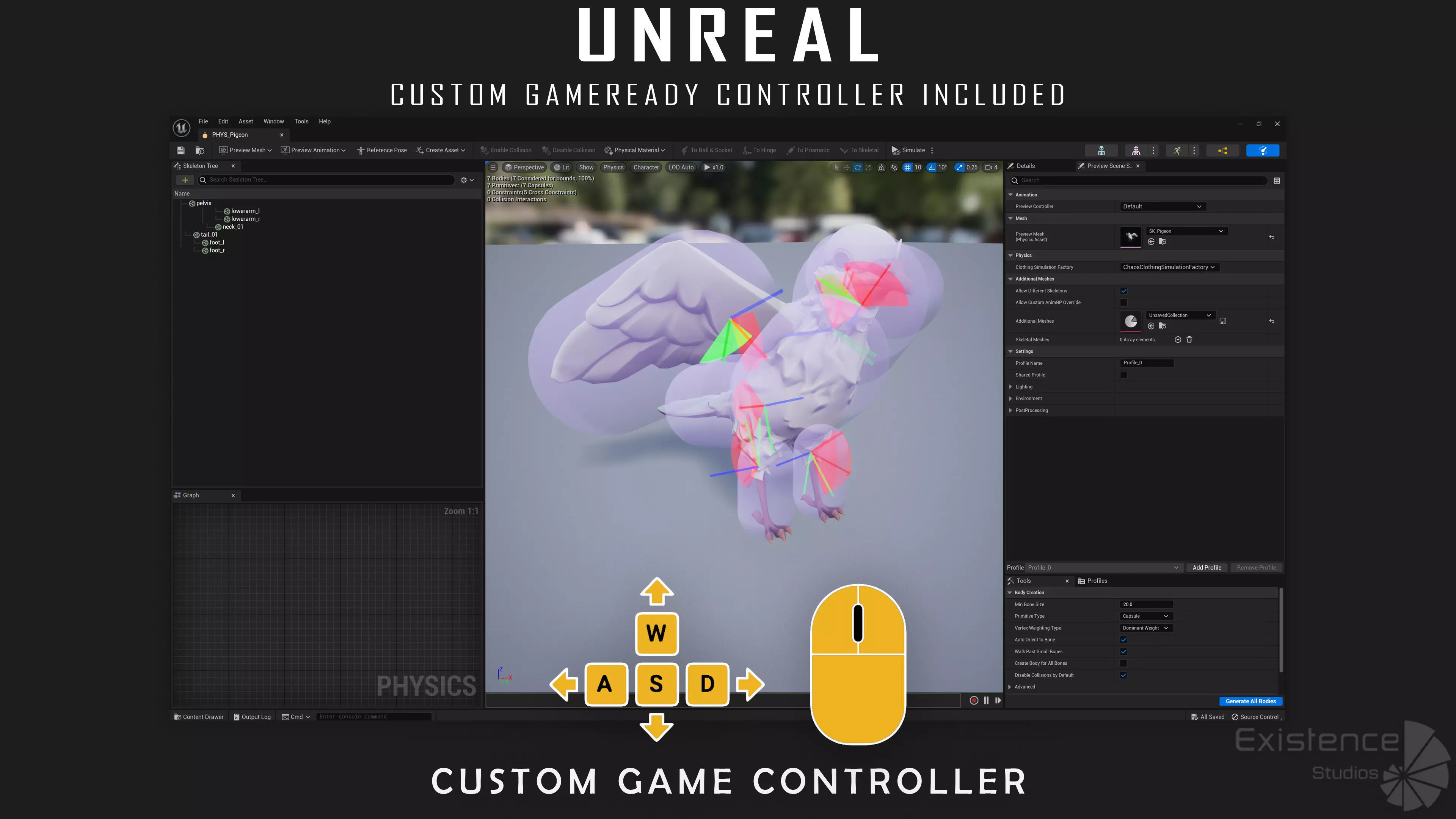 White Pigeon - Flying System - Bird Behavior Low-poly 3D model_33