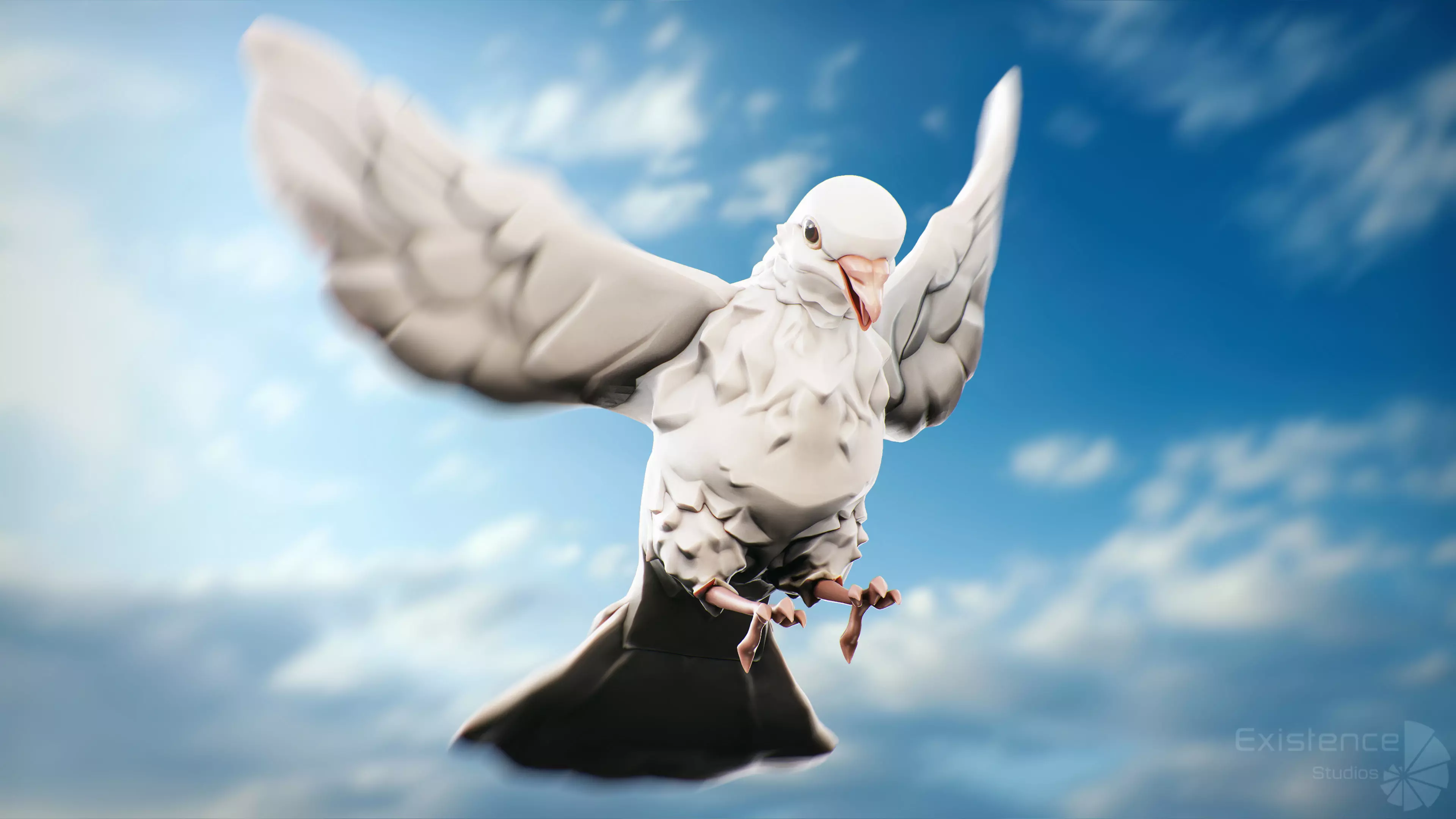 White Pigeon - Flying System - Bird Behavior Low-poly 3D model_5
