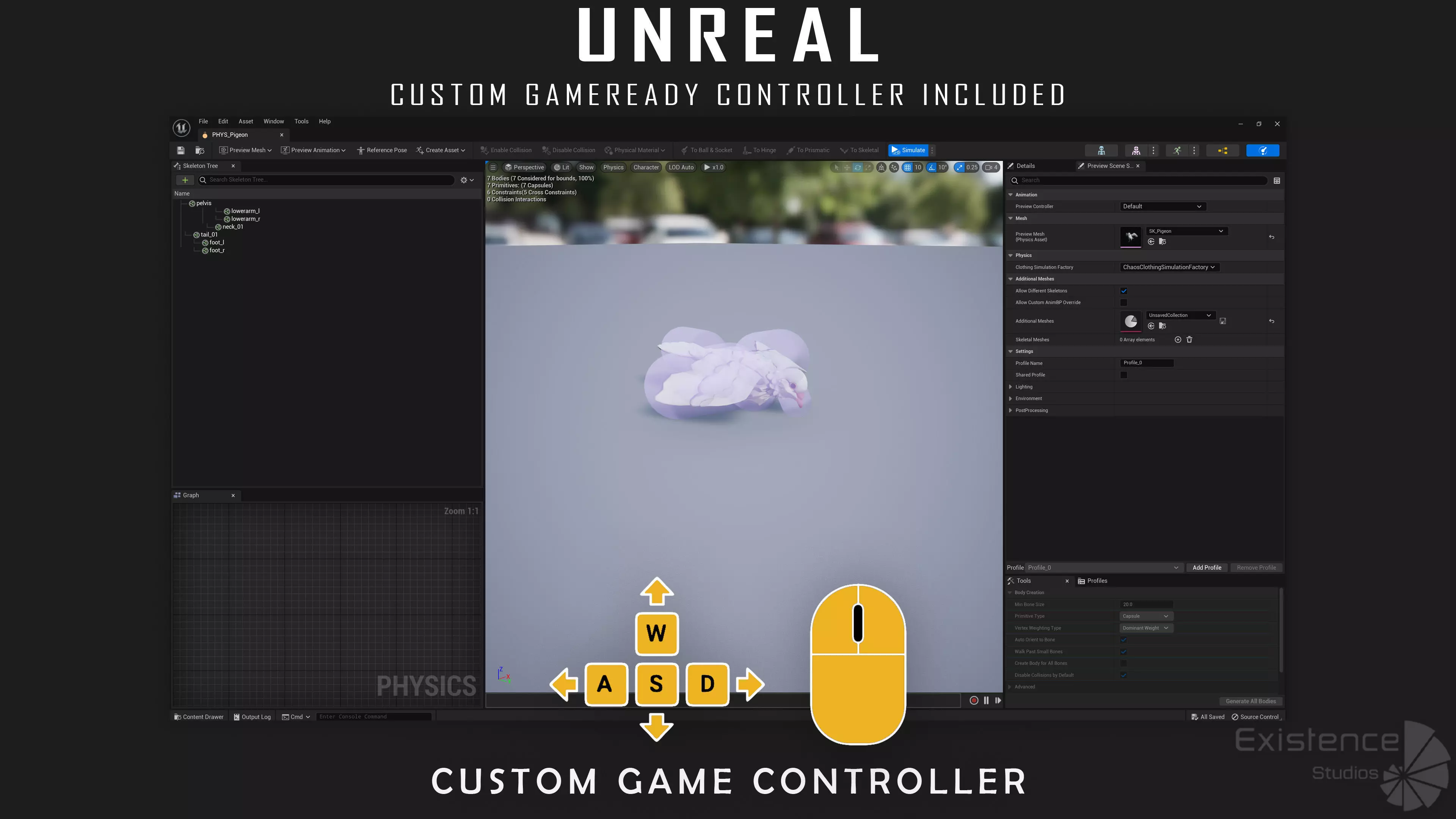 White Pigeon - Flying System - Bird Behavior Low-poly 3D model_34
