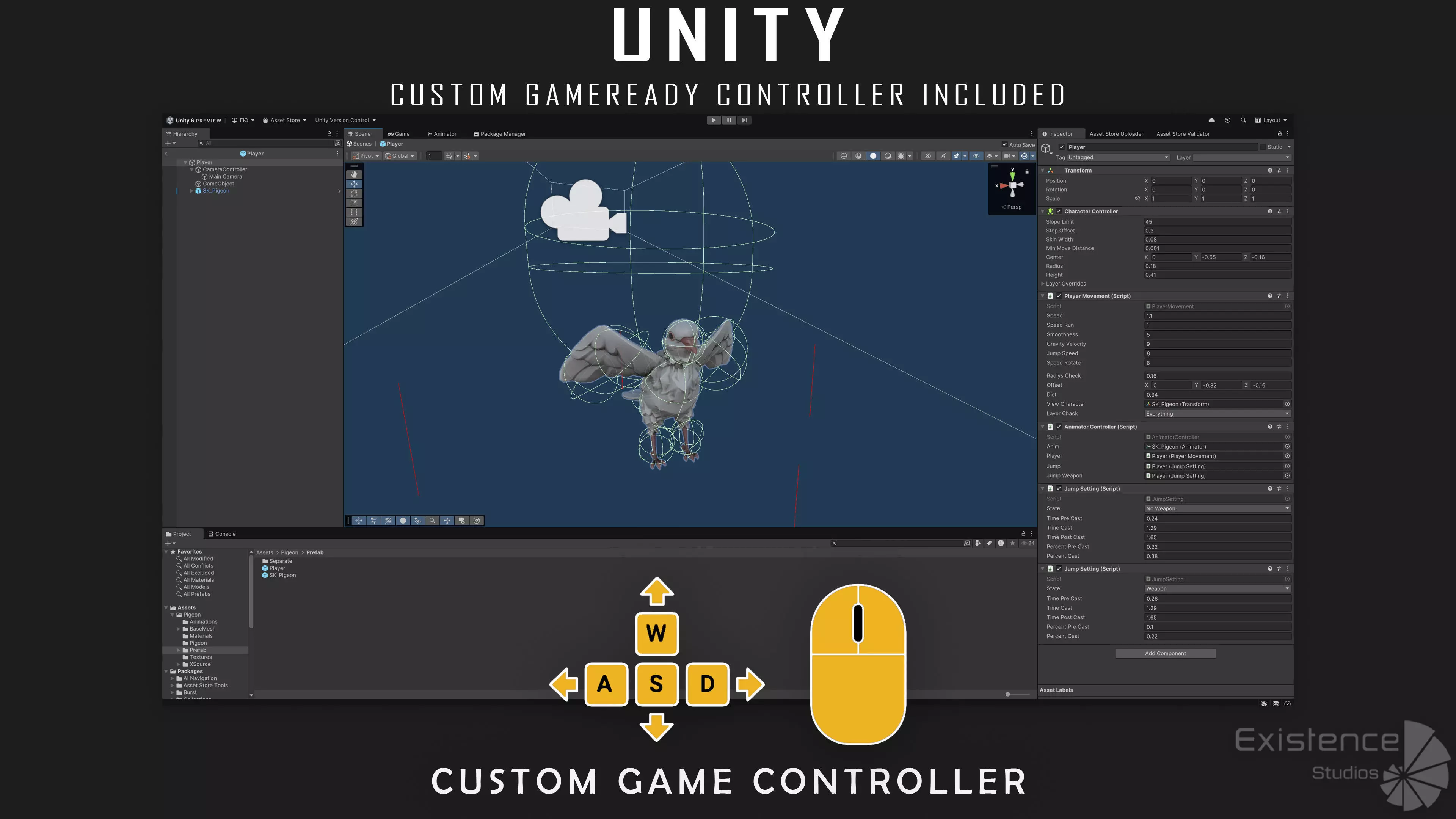 White Pigeon - Flying System - Bird Behavior Low-poly 3D model_29