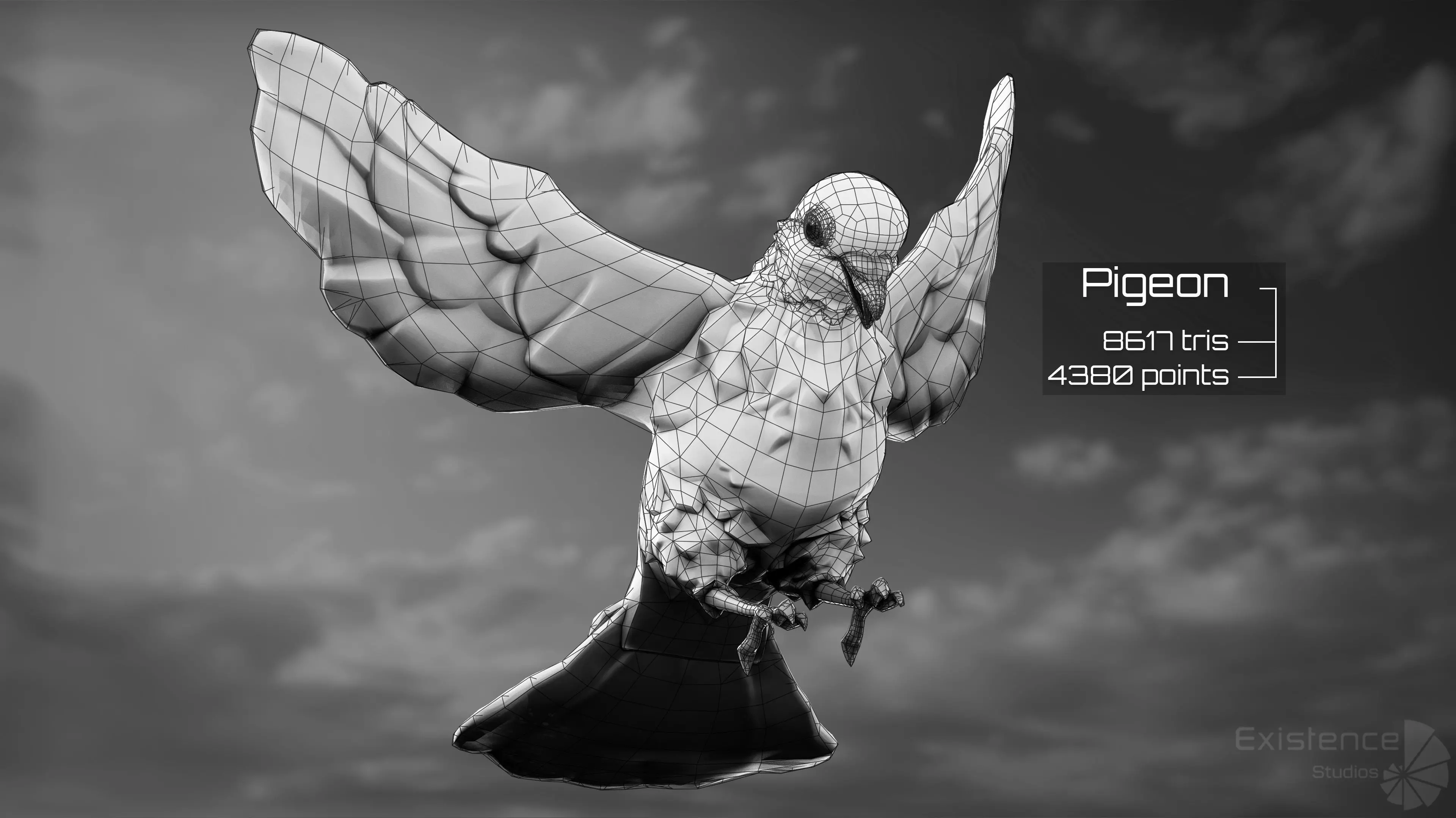 White Pigeon - Flying System - Bird Behavior Low-poly 3D model_6