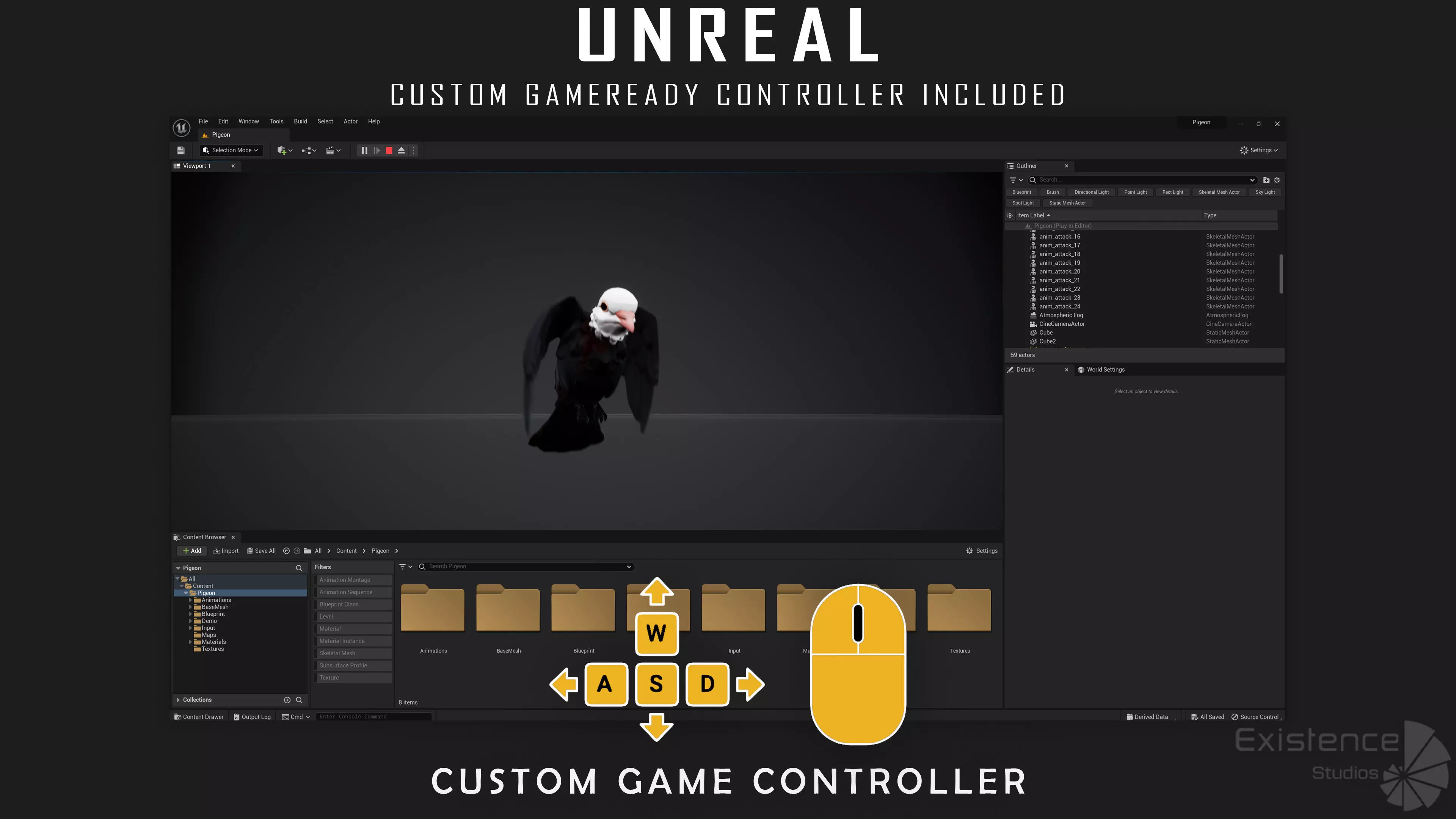 White Pigeon - Flying System - Bird Behavior Low-poly 3D model_31