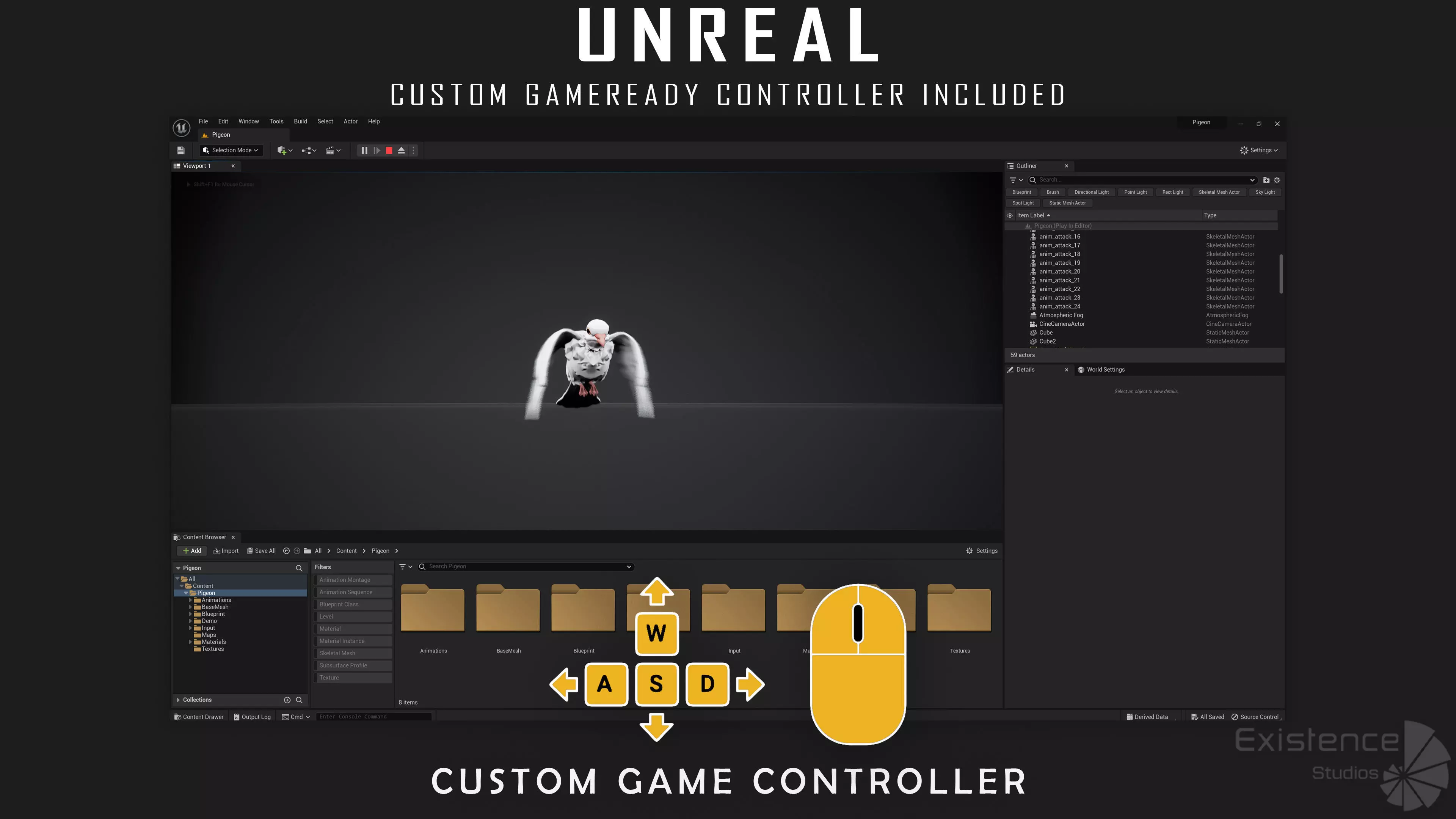 White Pigeon - Flying System - Bird Behavior Low-poly 3D model_30