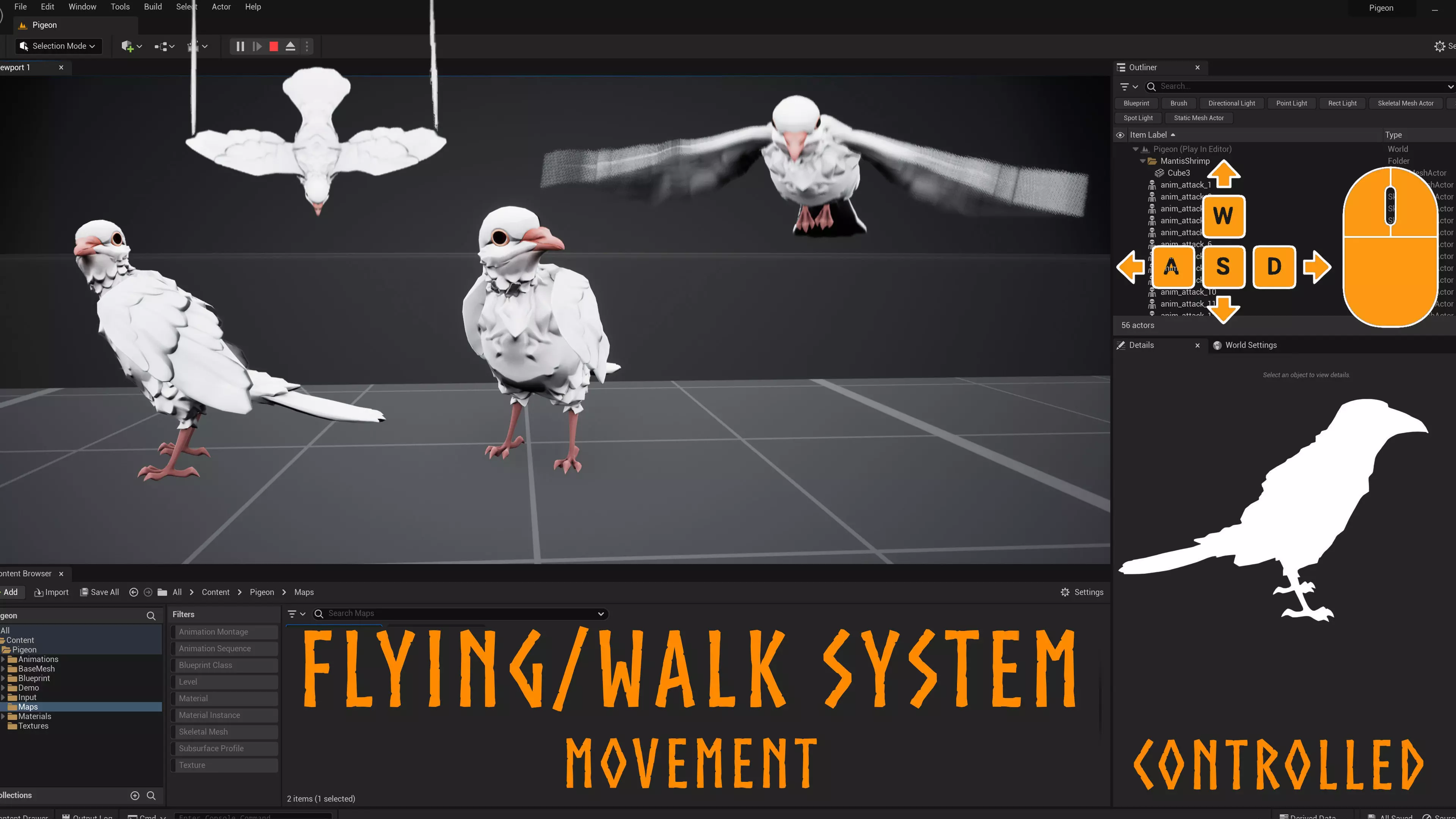 White Pigeon - Flying System - Bird Behavior Low-poly 3D model_10