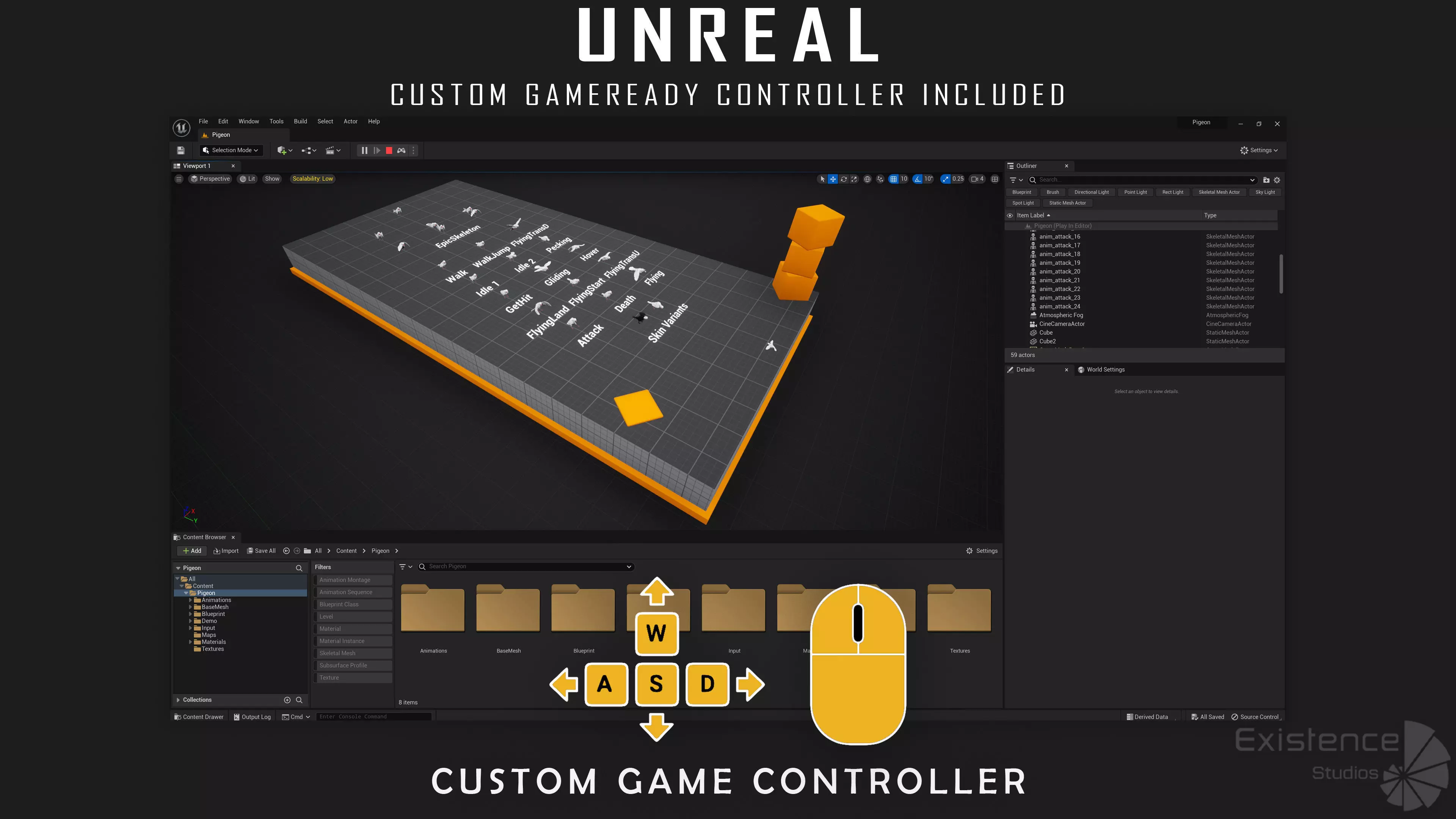 White Pigeon - Flying System - Bird Behavior Low-poly 3D model_11