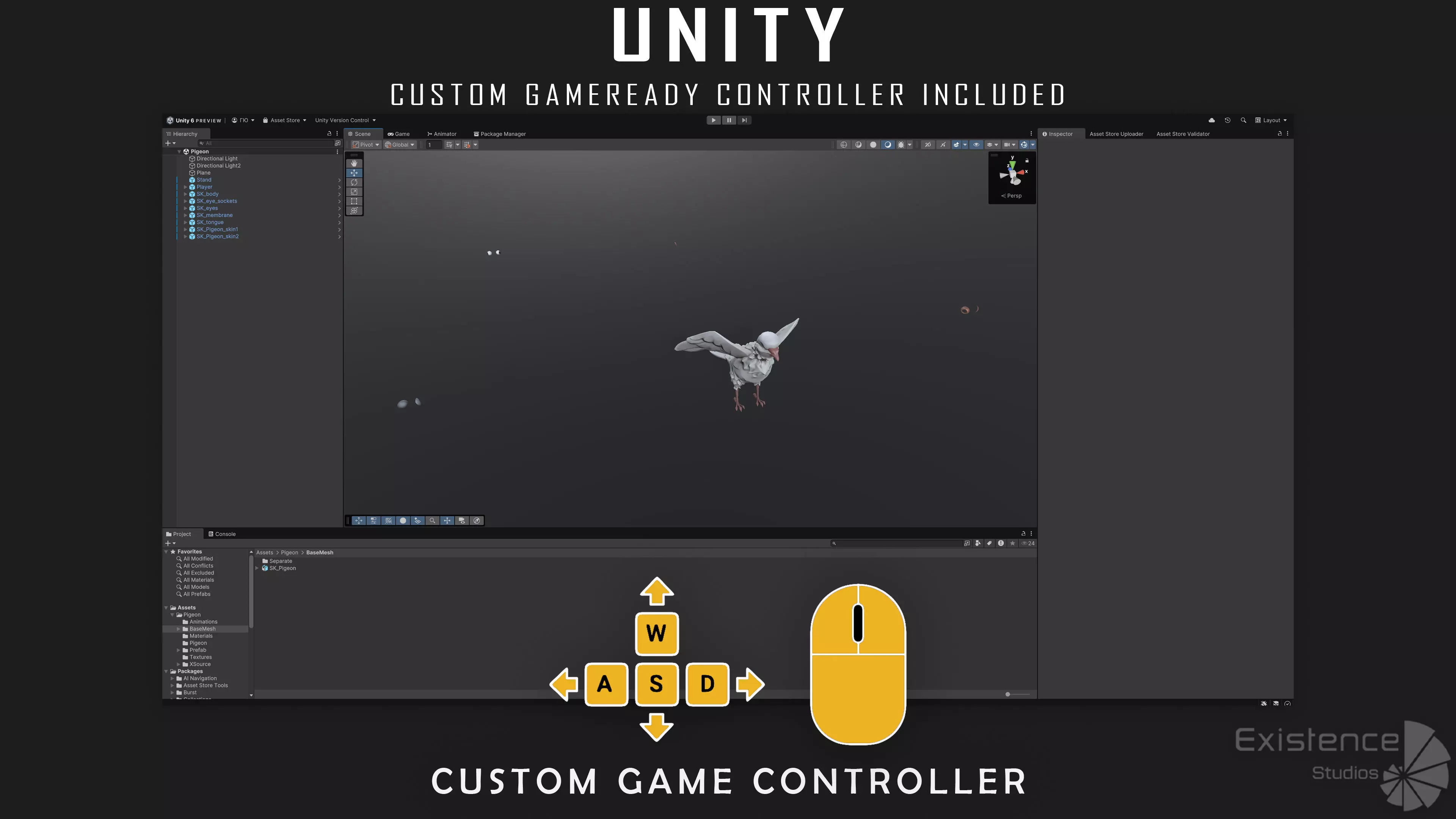 White Pigeon - Flying System - Bird Behavior Low-poly 3D model_27