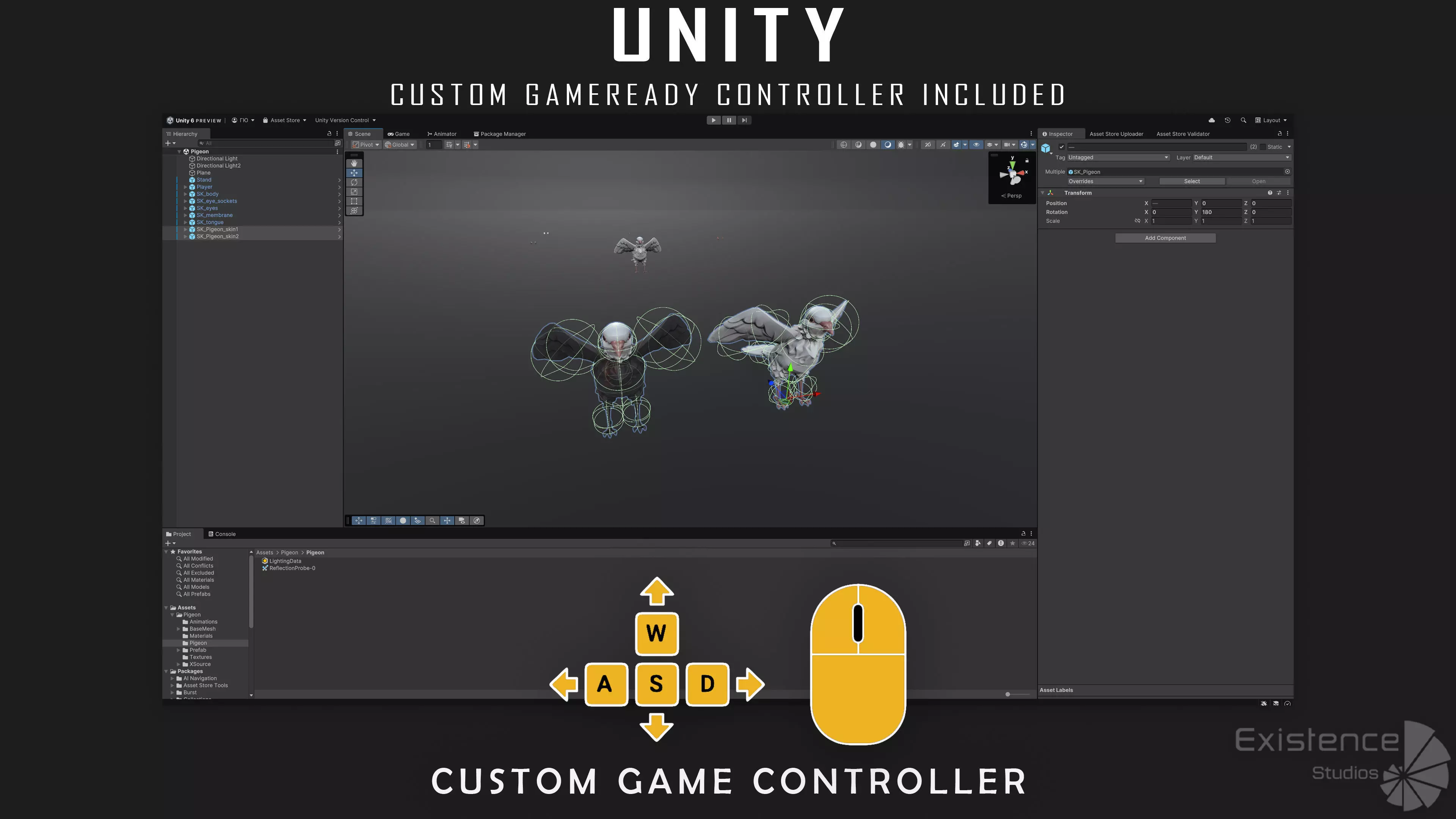 White Pigeon - Flying System - Bird Behavior Low-poly 3D model_28