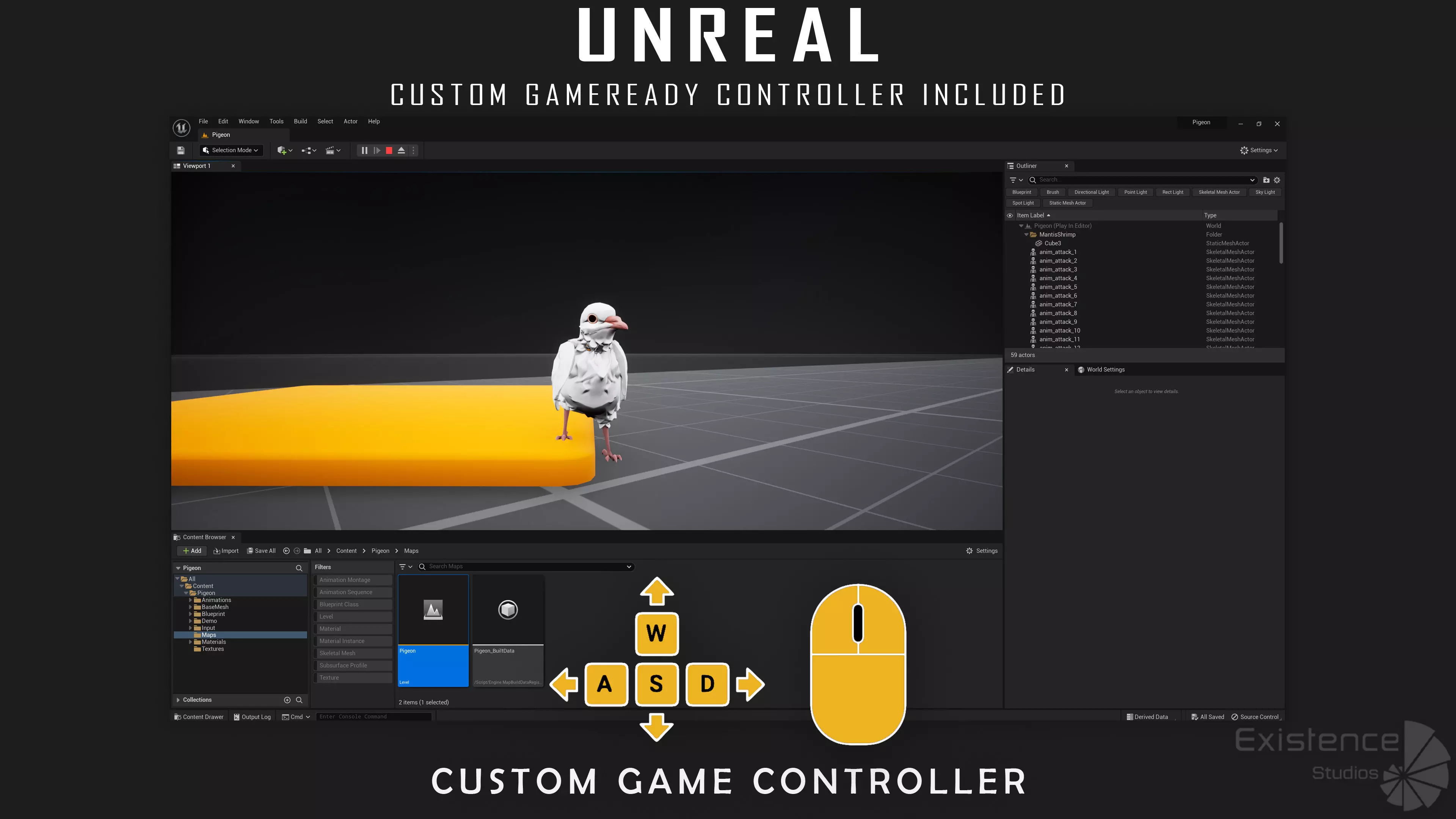 White Pigeon - Flying System - Bird Behavior Low-poly 3D model_18