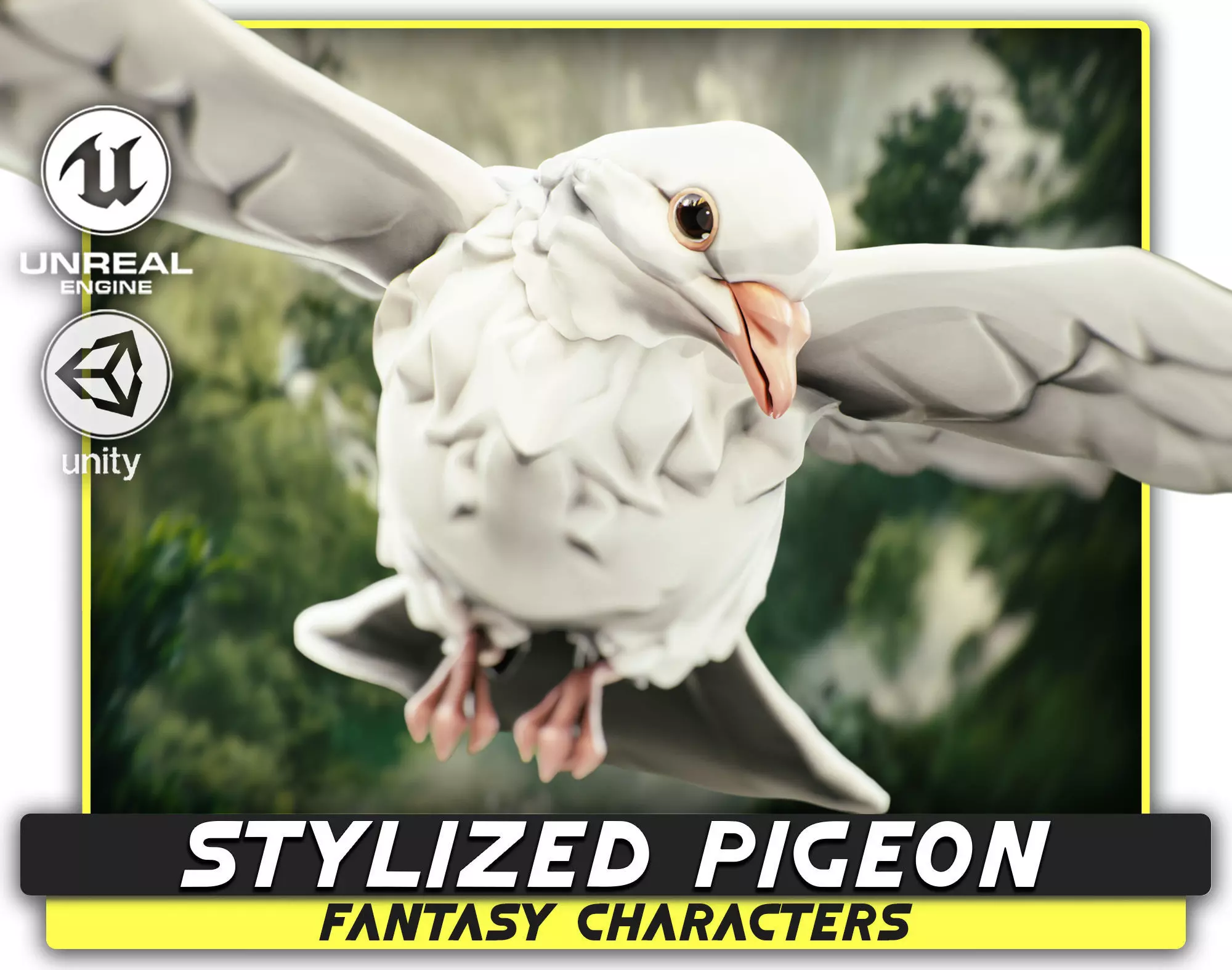 White Pigeon - Flying System - Bird Behavior Low-poly 3D model_0