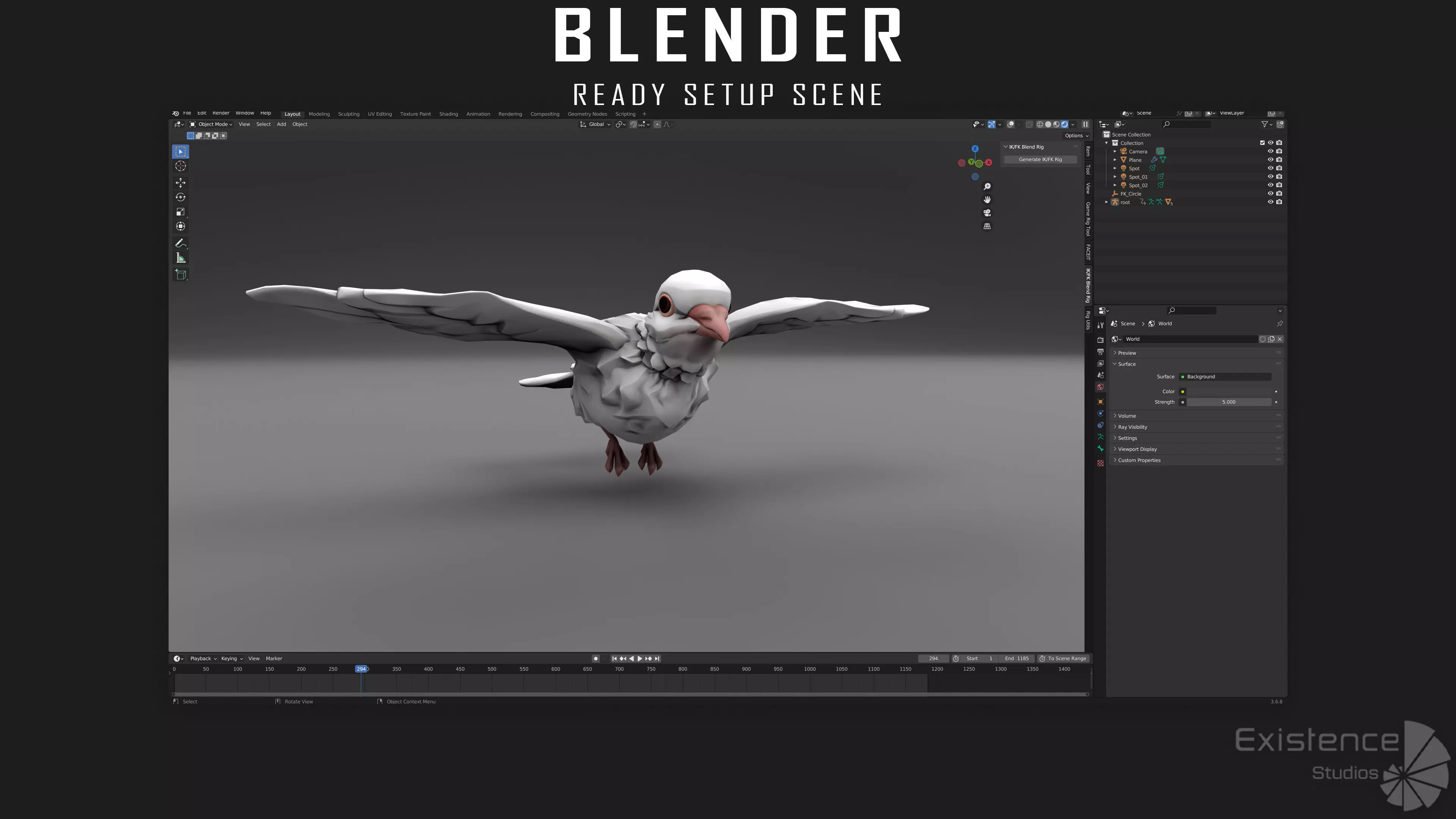 White Pigeon - Flying System - Bird Behavior Low-poly 3D model_13