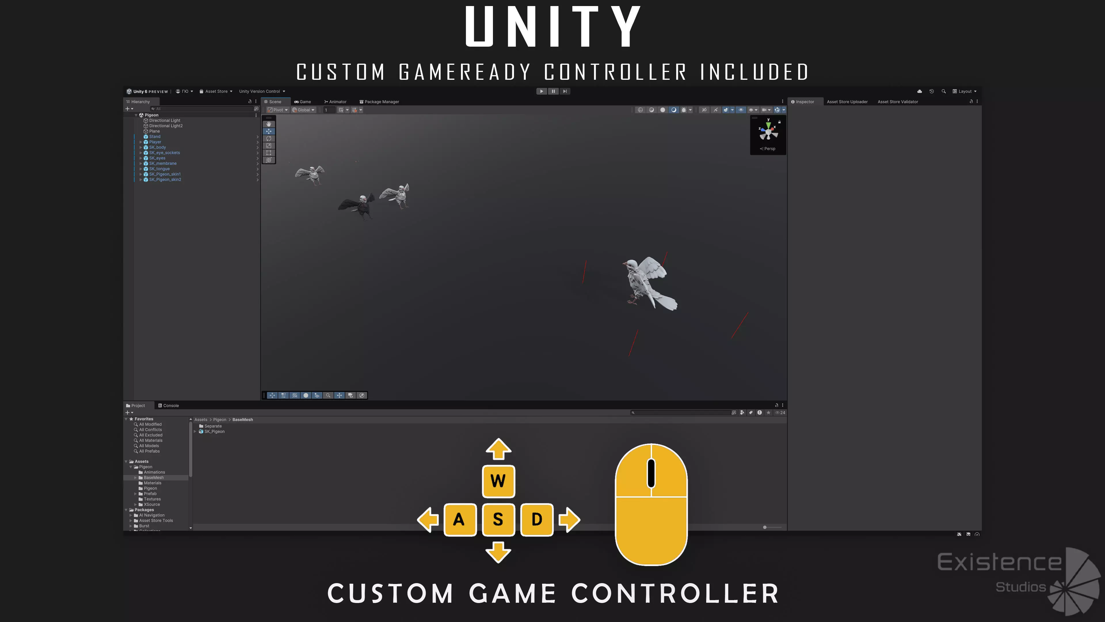 White Pigeon - Flying System - Bird Behavior Low-poly 3D model_21