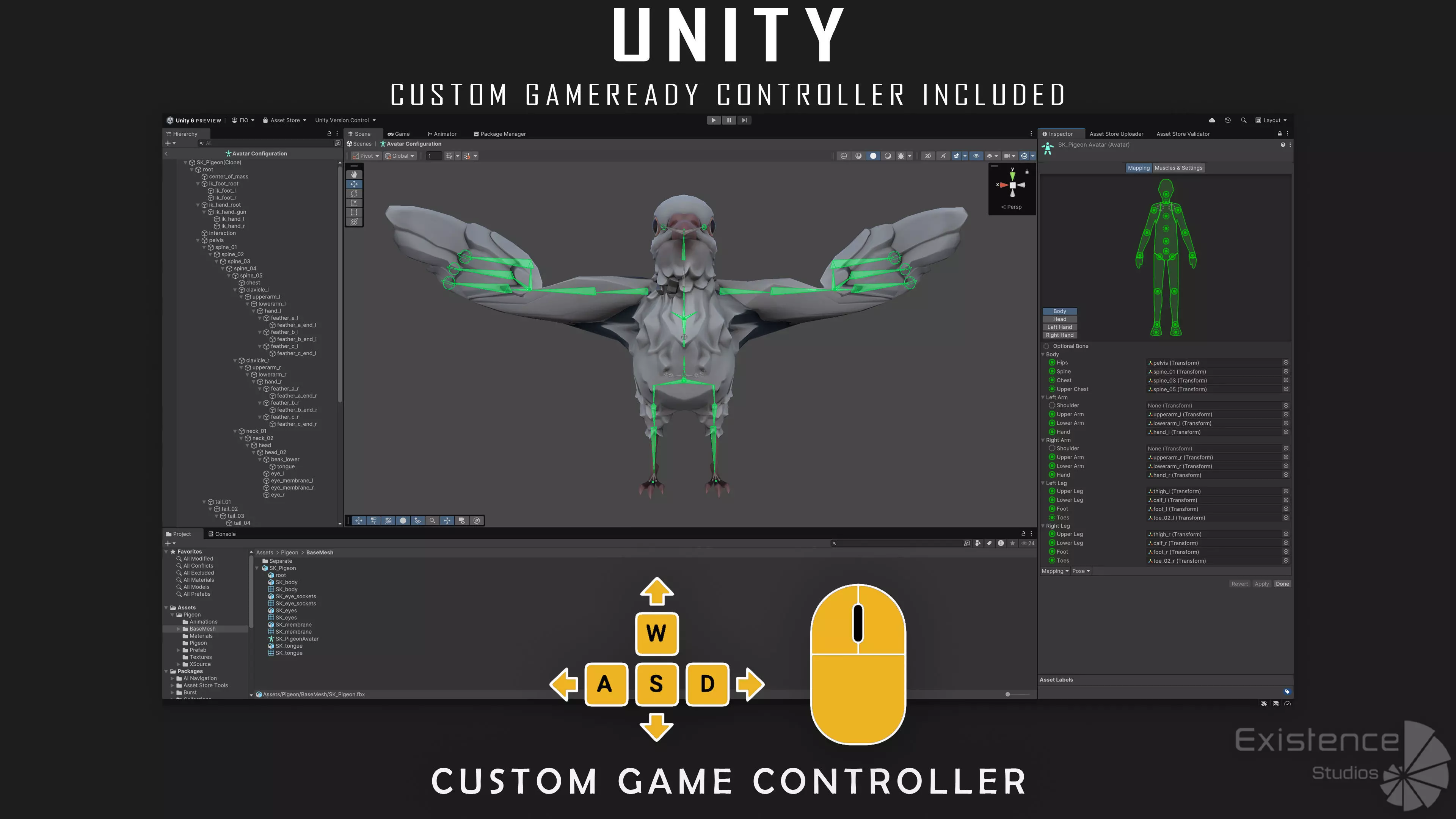 White Pigeon - Flying System - Bird Behavior Low-poly 3D model_25
