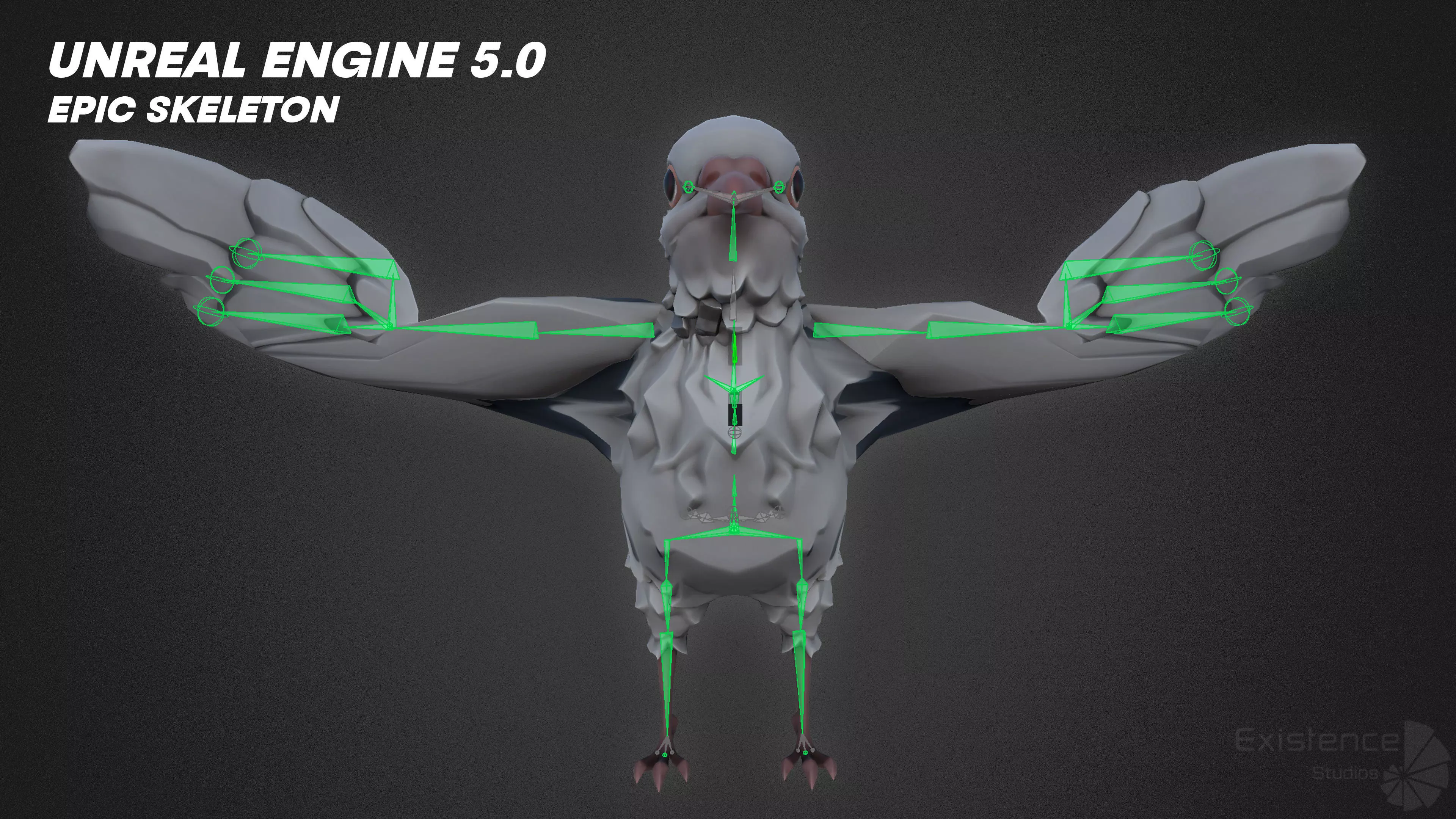 White Pigeon - Flying System - Bird Behavior Low-poly 3D model_9