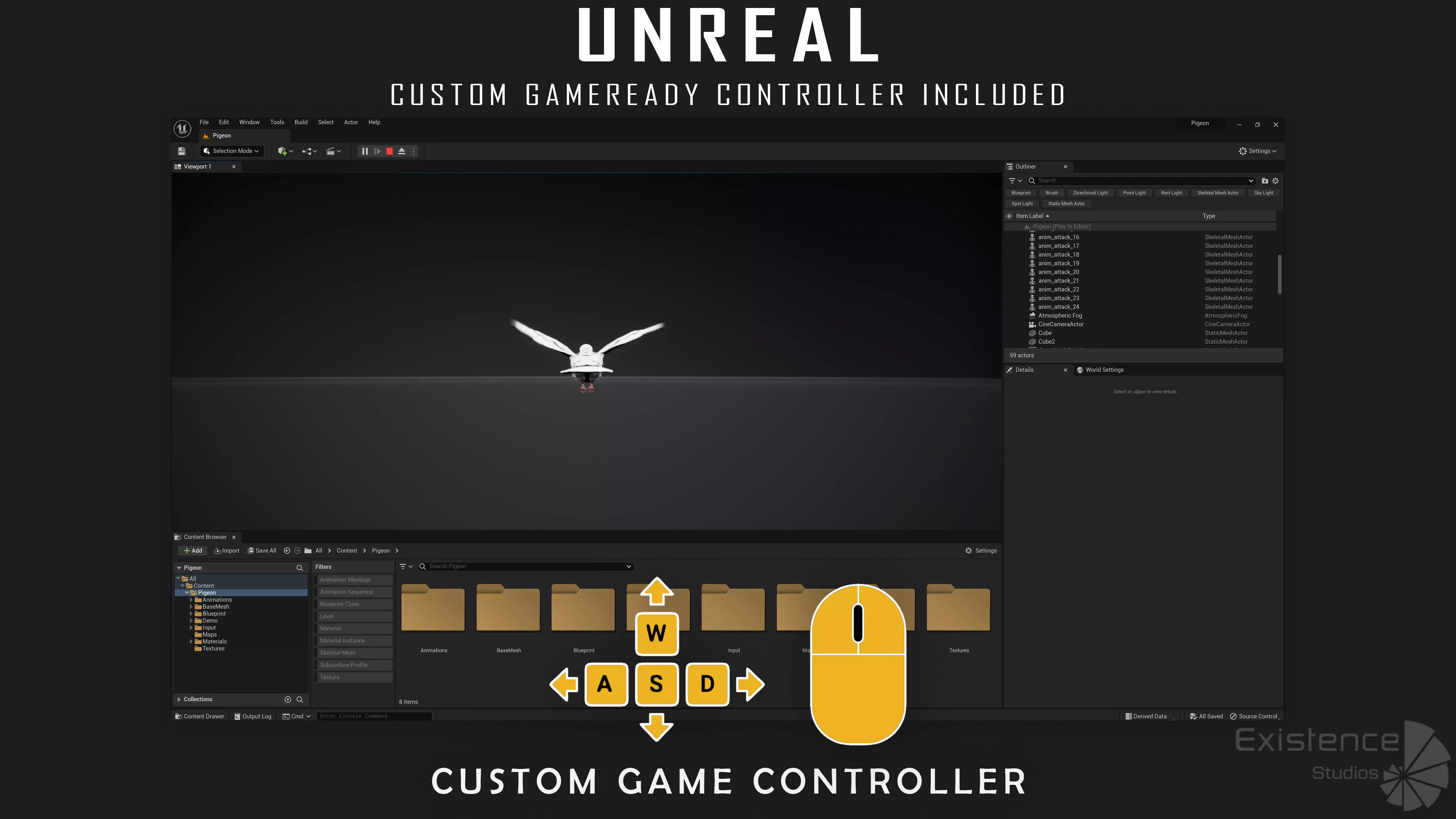 White Pigeon - Flying System - Bird Behavior Low-poly 3D model_32