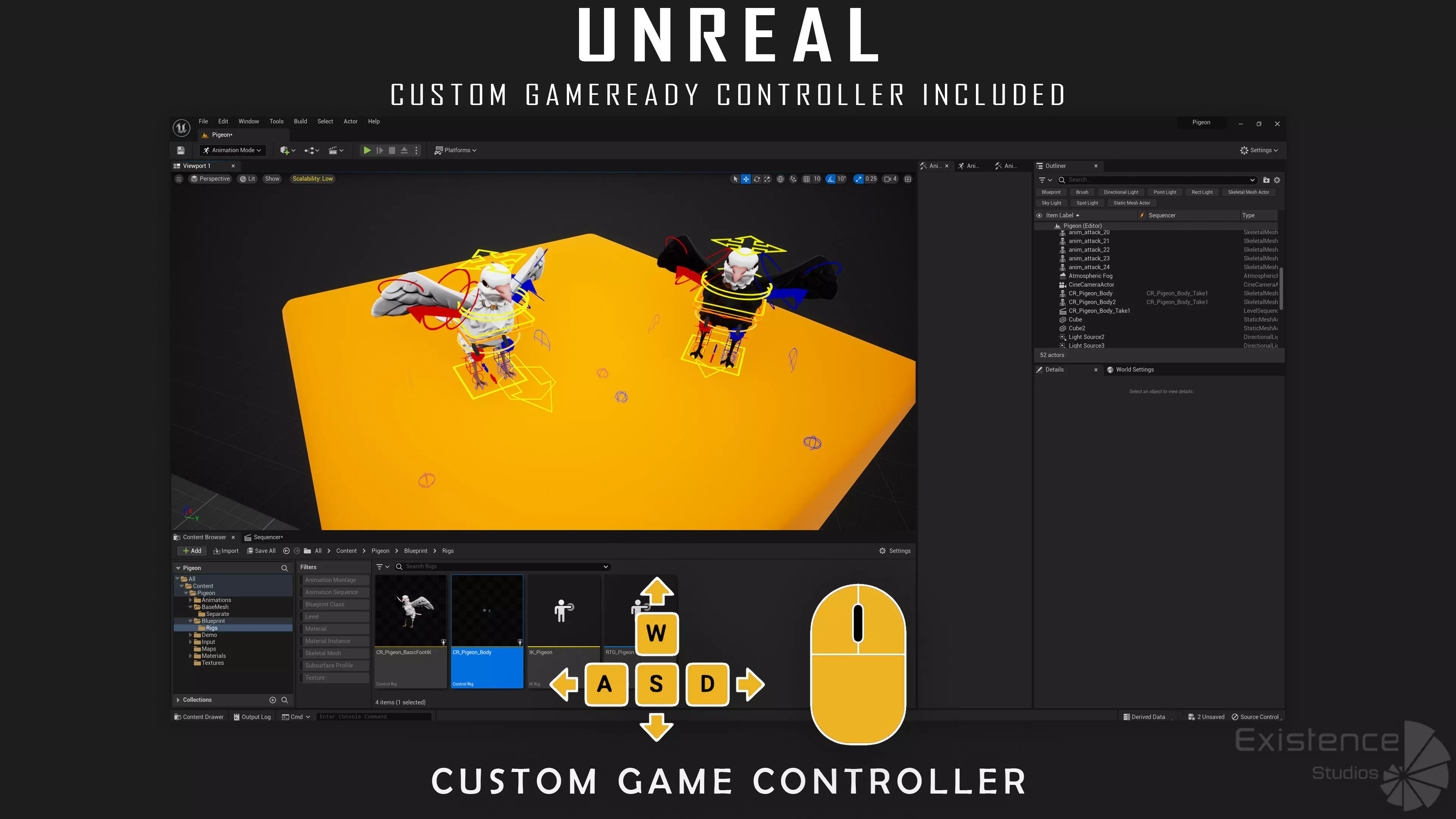 White Pigeon - Flying System - Bird Behavior Low-poly 3D model_17