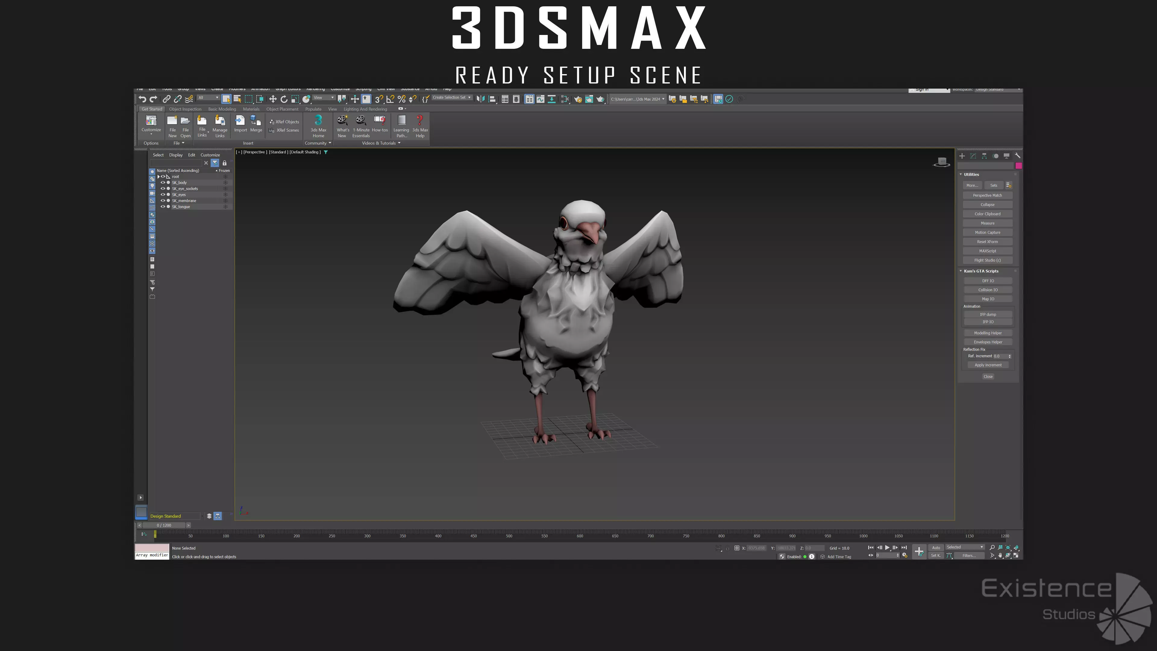 White Pigeon - Flying System - Bird Behavior Low-poly 3D model_15