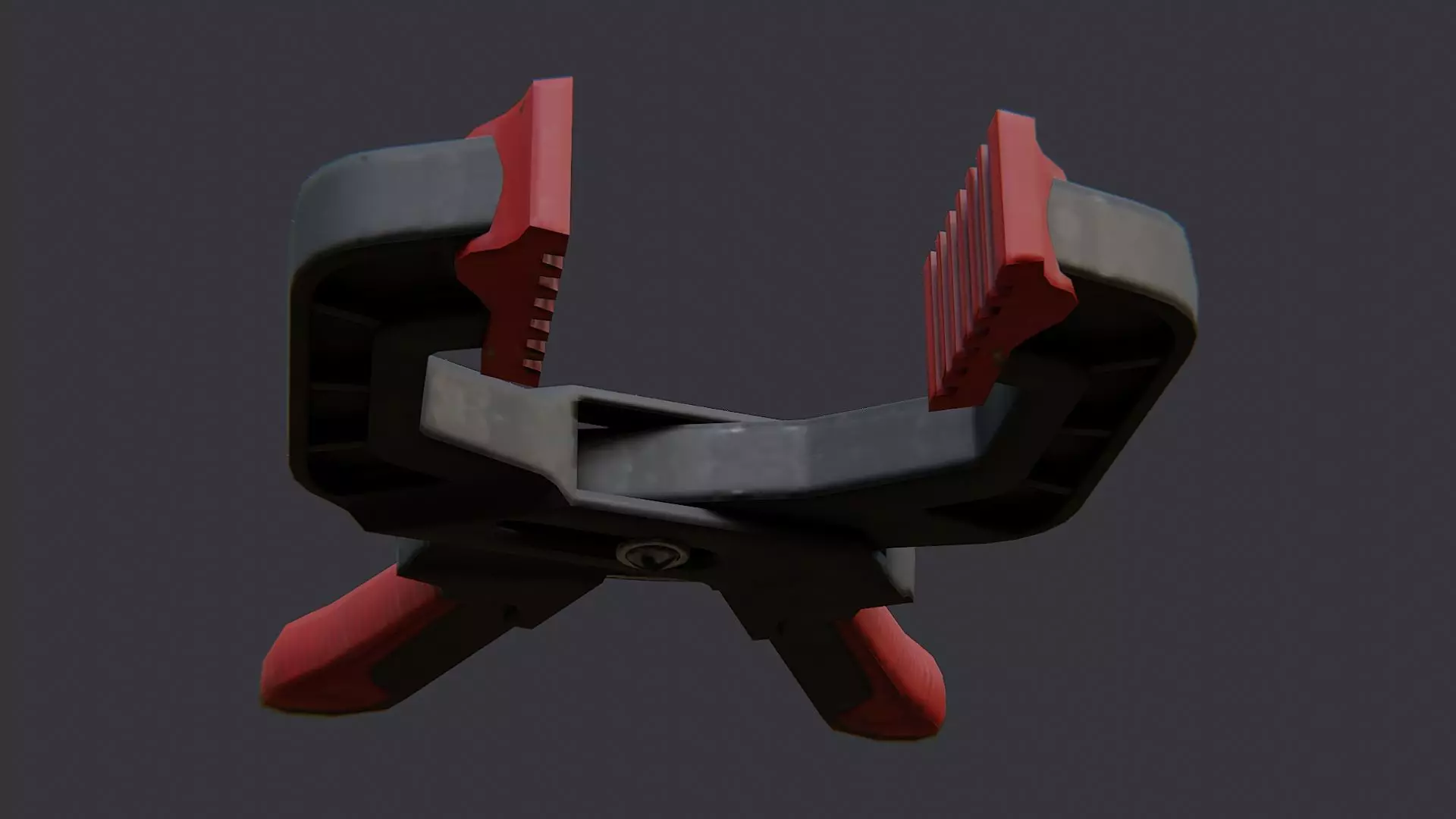 industrial hand clamp with red jaws Low-poly 3D model_5