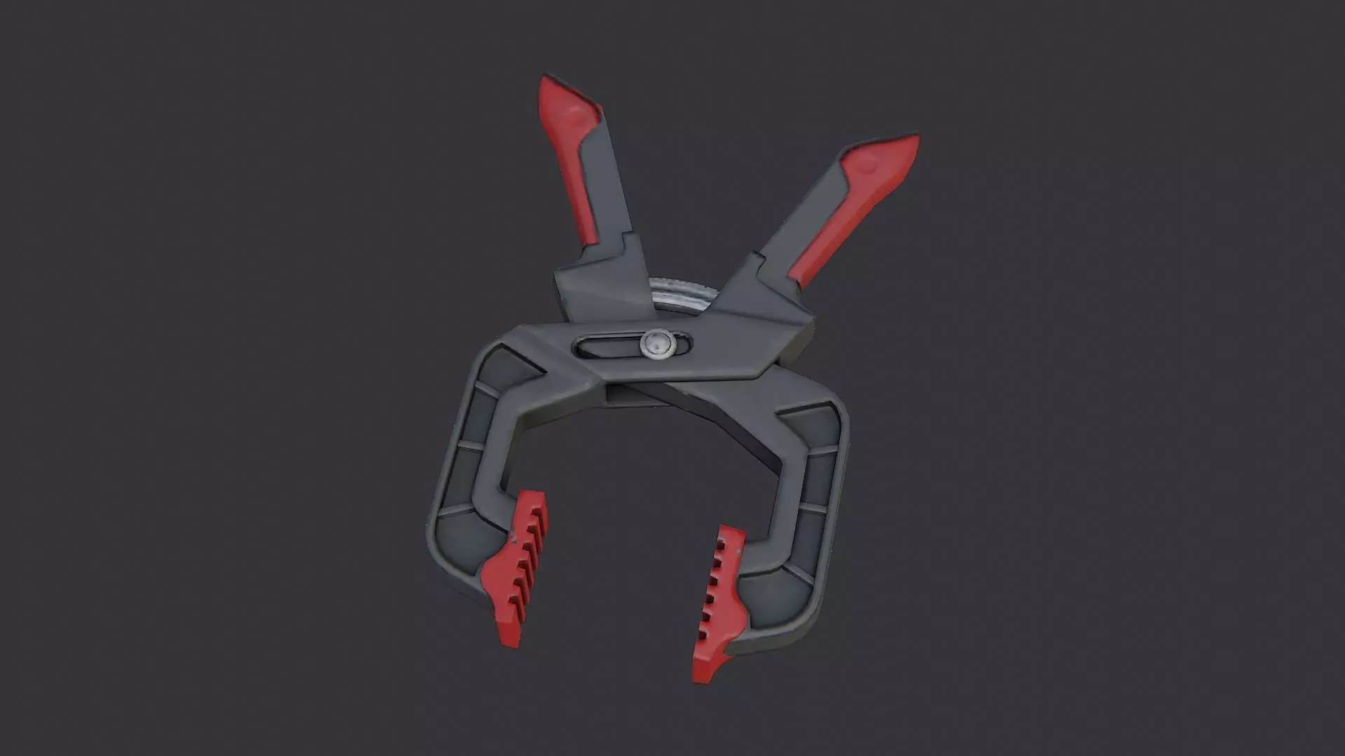industrial hand clamp with red jaws Low-poly 3D model_4