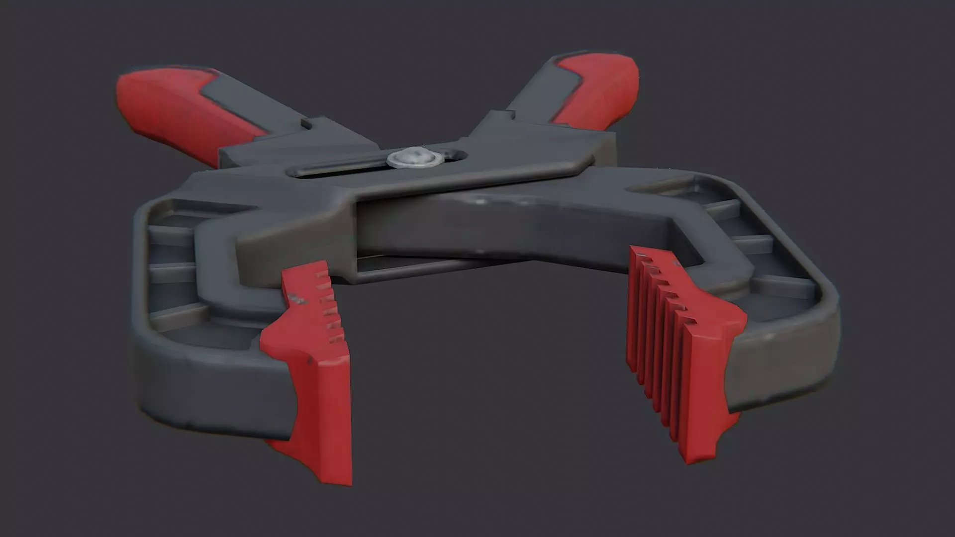 industrial hand clamp with red jaws Low-poly 3D model_0