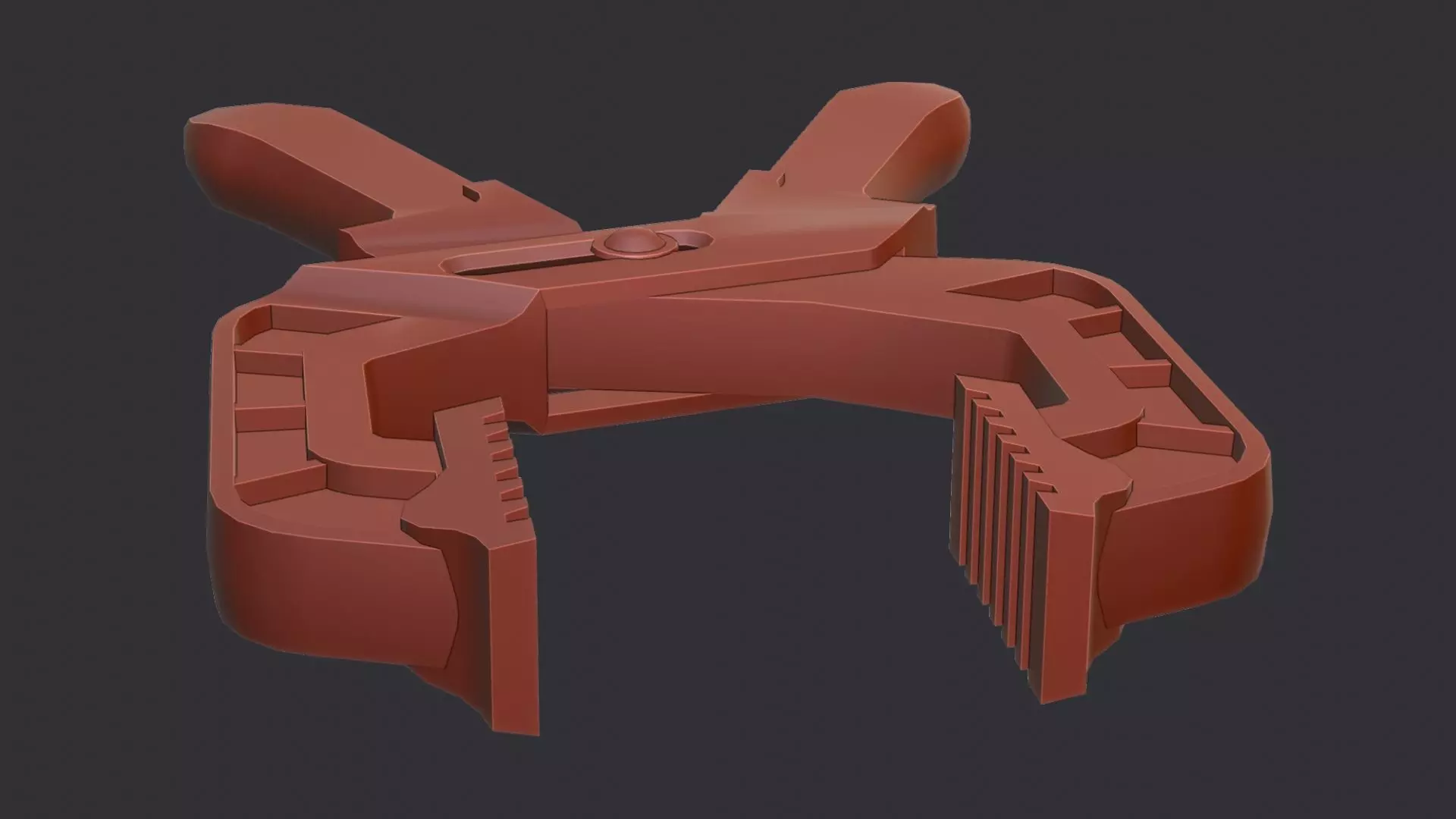 industrial hand clamp with red jaws Low-poly 3D model_6