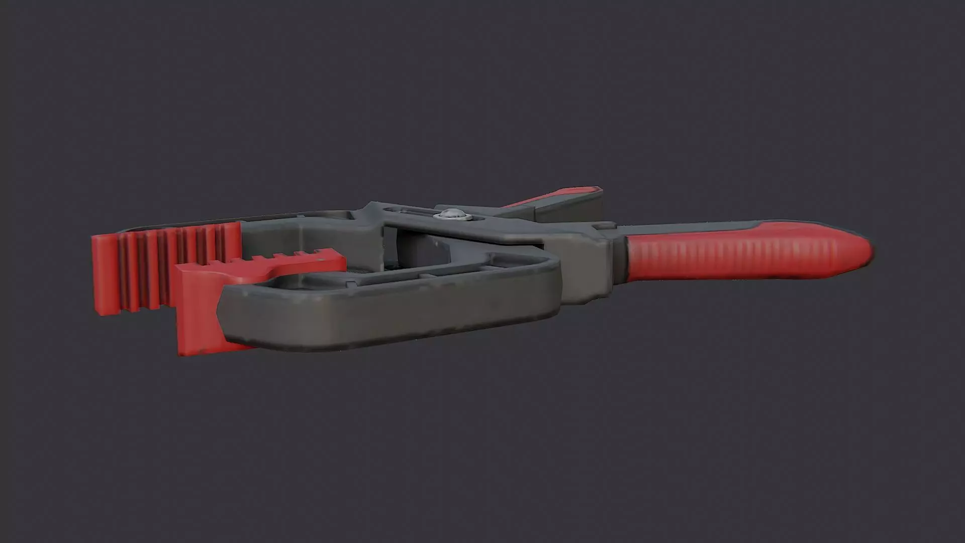 industrial hand clamp with red jaws Low-poly 3D model_2