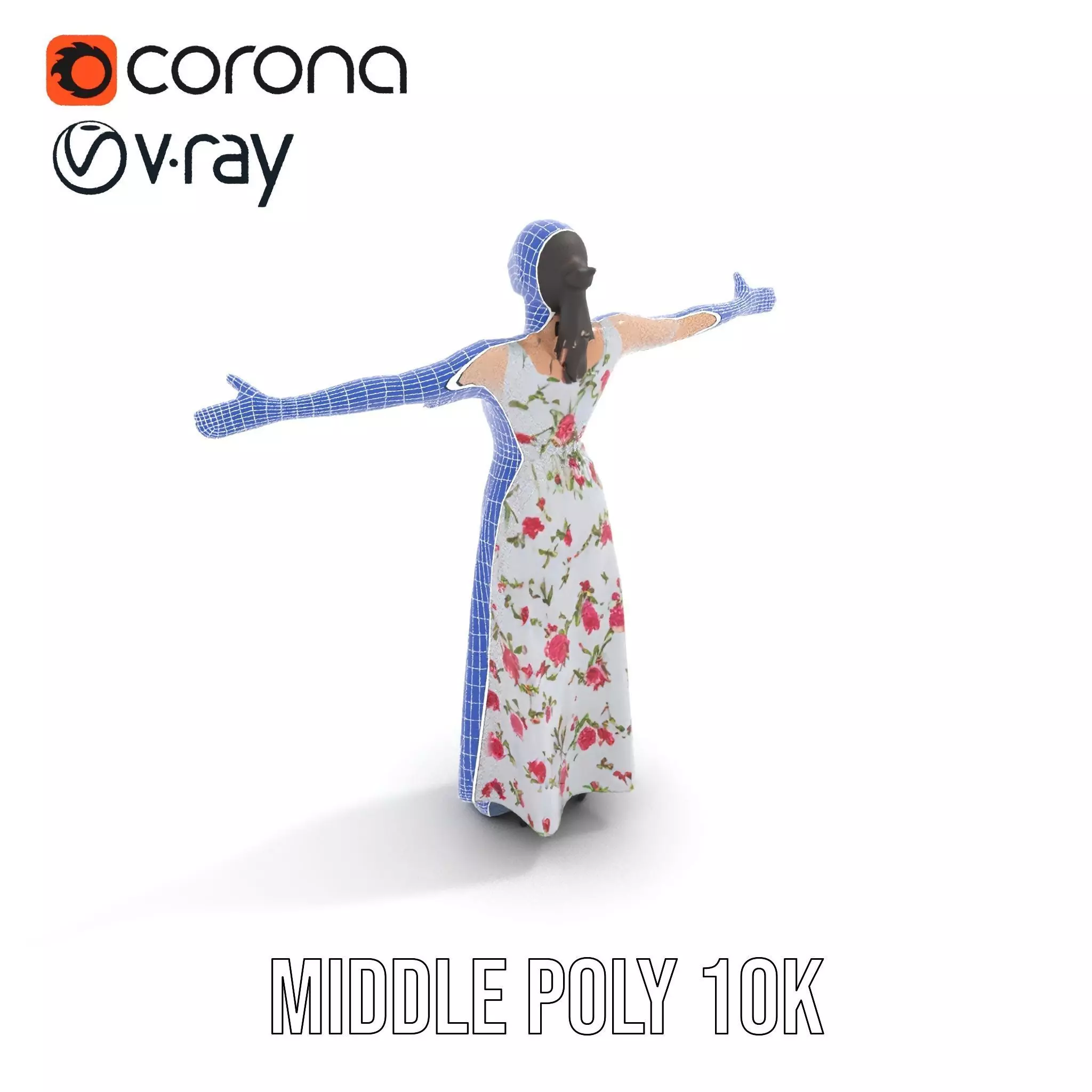 Elegant Floral Dress model pack Low-poly 3D model_16