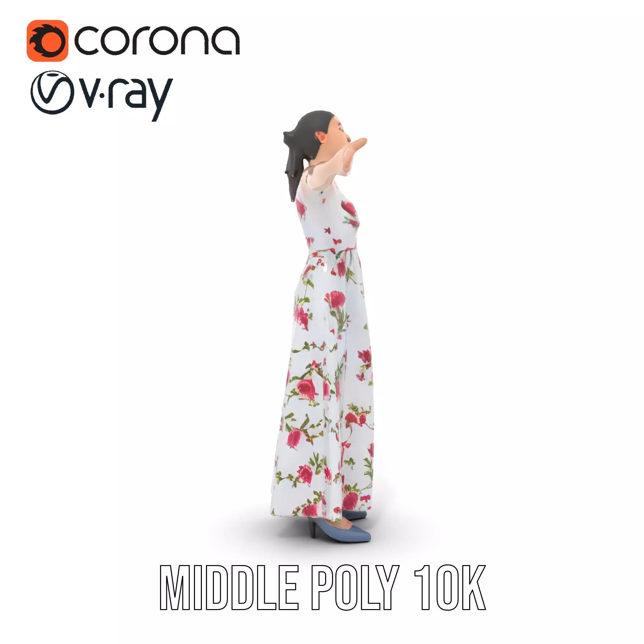 Elegant Floral Dress model pack Low-poly 3D model_5