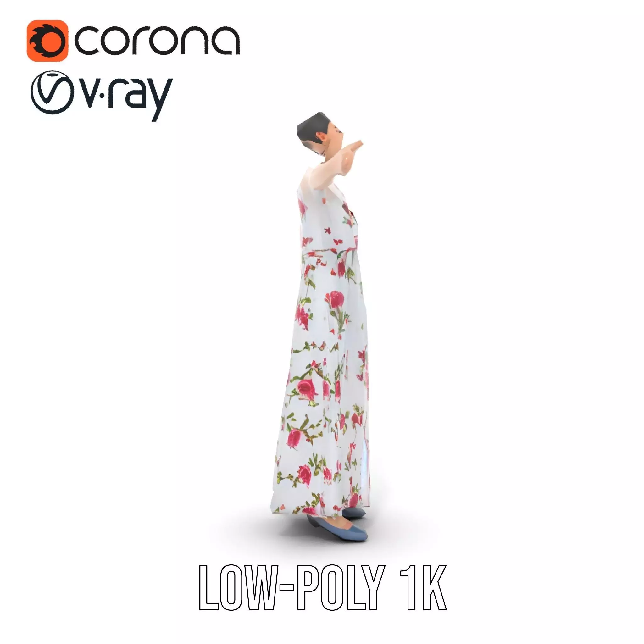 Elegant Floral Dress model pack Low-poly 3D model_27