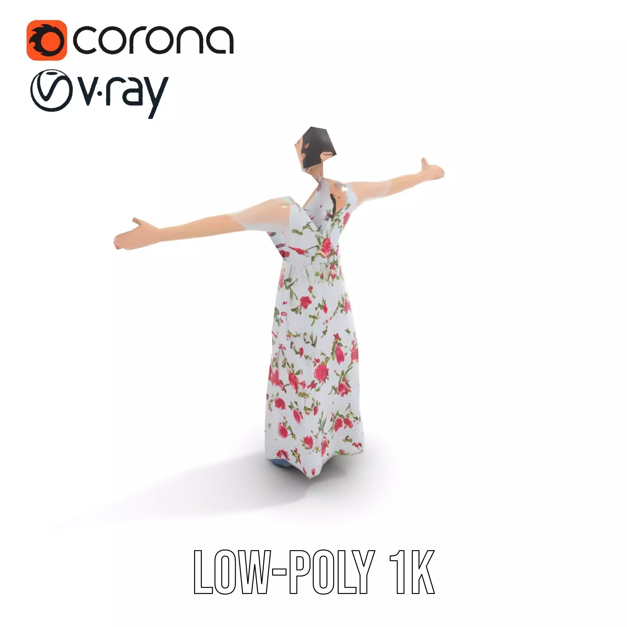 Elegant Floral Dress model pack Low-poly 3D model_15