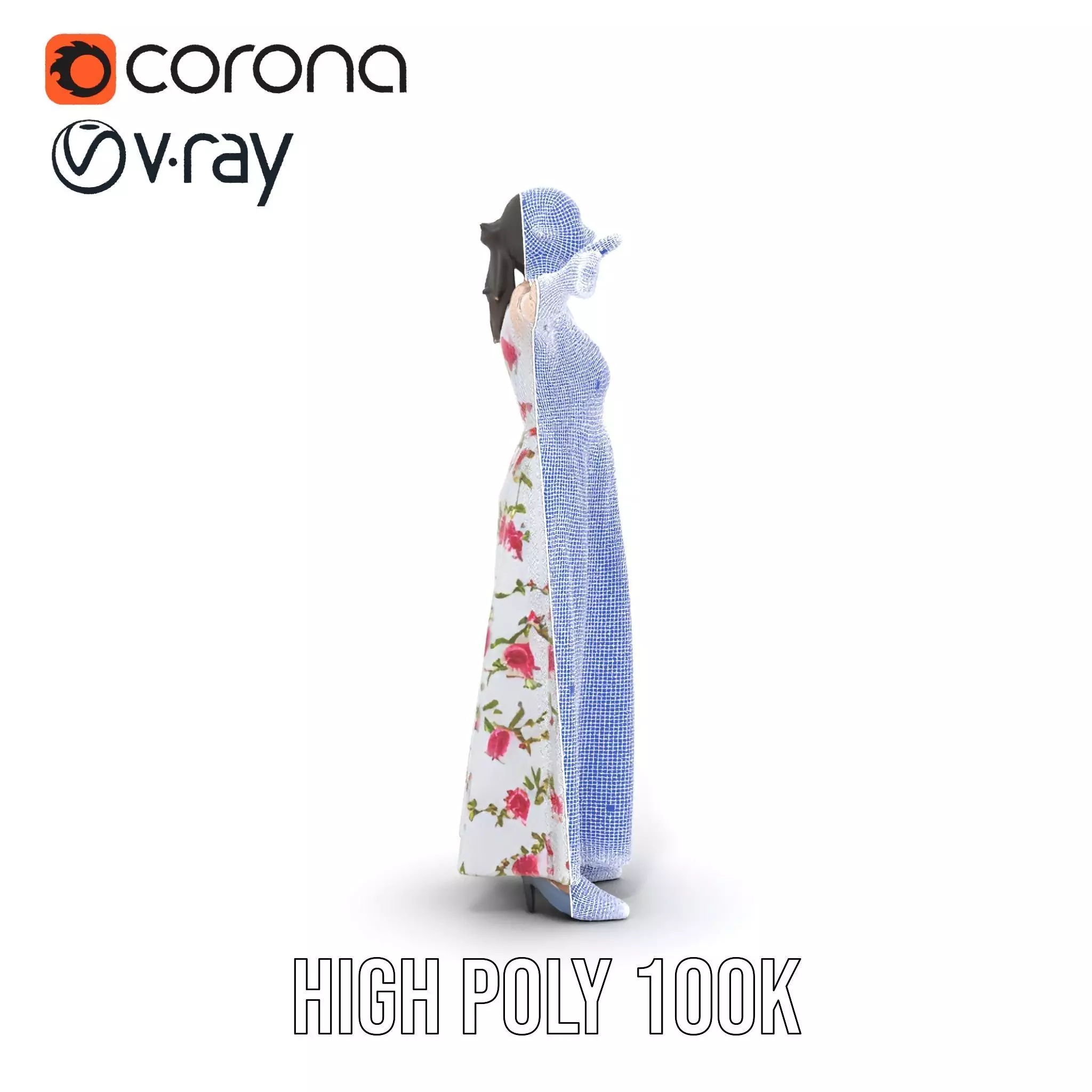 Elegant Floral Dress model pack Low-poly 3D model_13