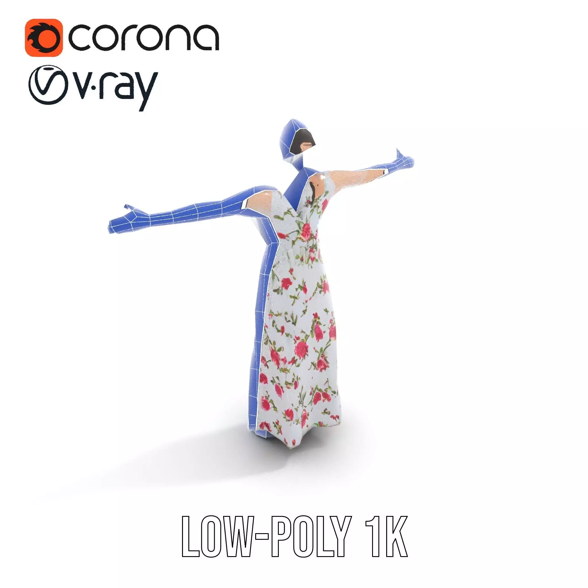 Elegant Floral Dress model pack Low-poly 3D model_9