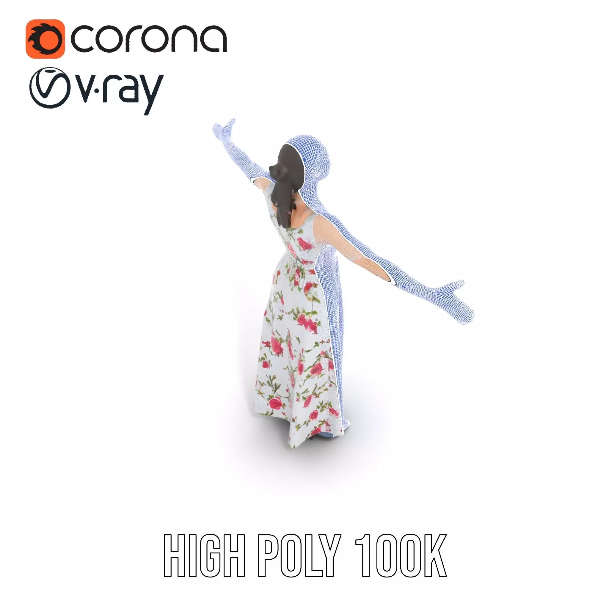 Elegant Floral Dress model pack Low-poly 3D model_23